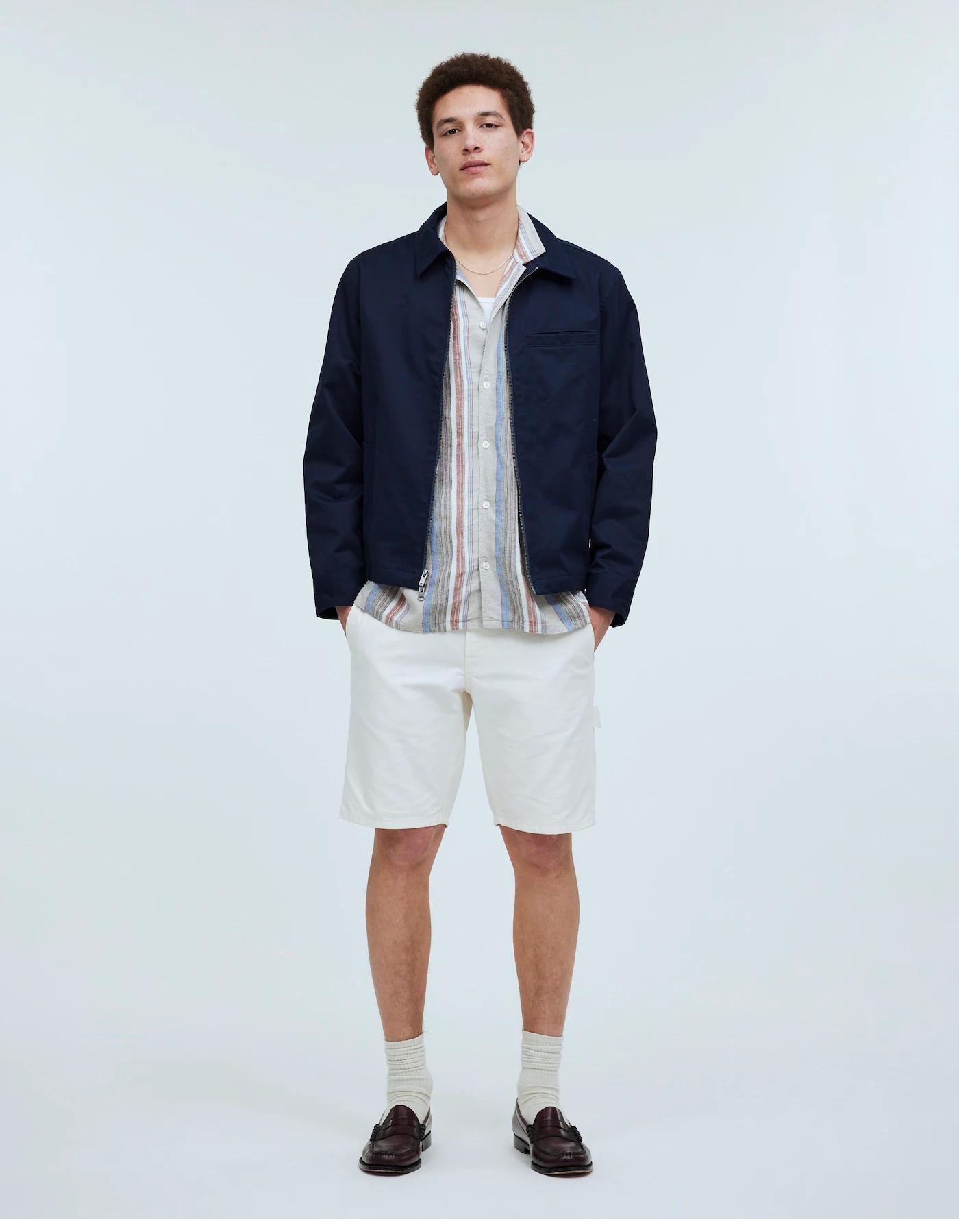 Easy Short-Sleeve Shirt in Stripe Linen Product Image
