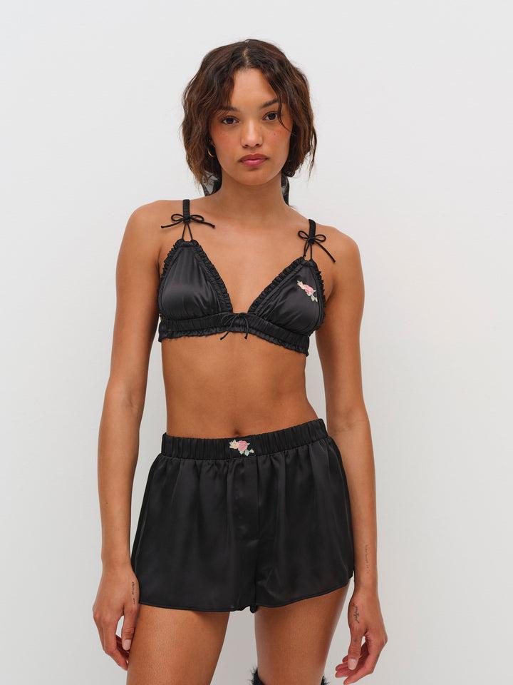 Everyday Rosebud PJ Short — Black Product Image