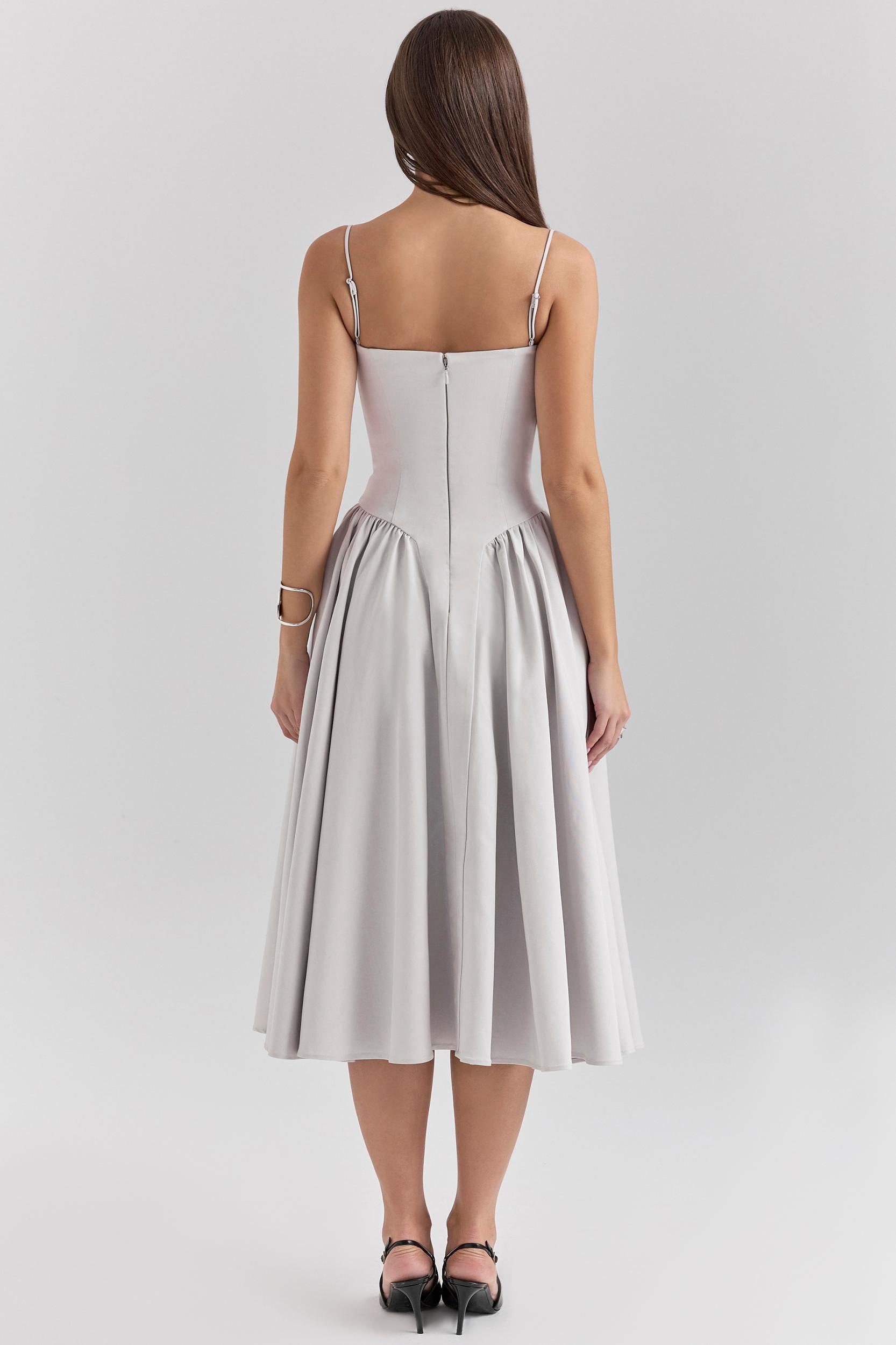 Samaria  dove grey corset midi dress Product Image