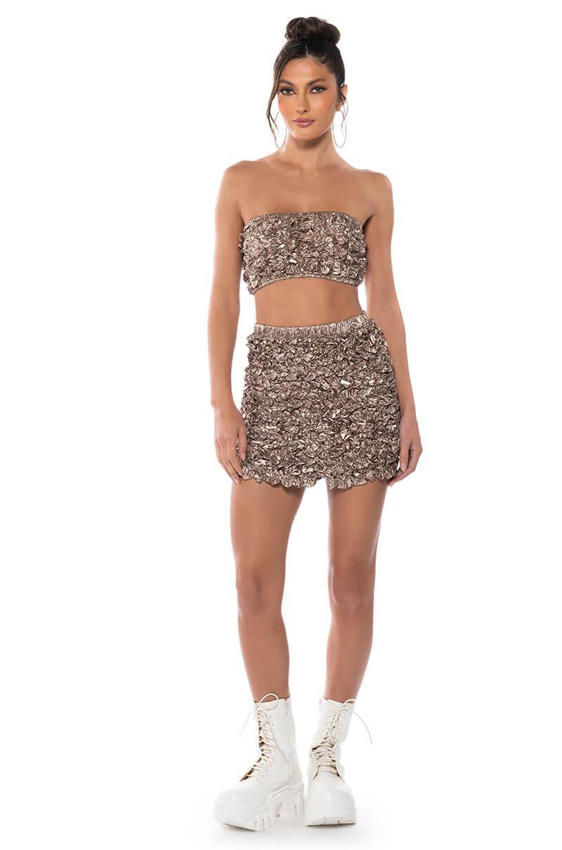 EYES ON ME TEXTURED MINI SKIRT Product Image