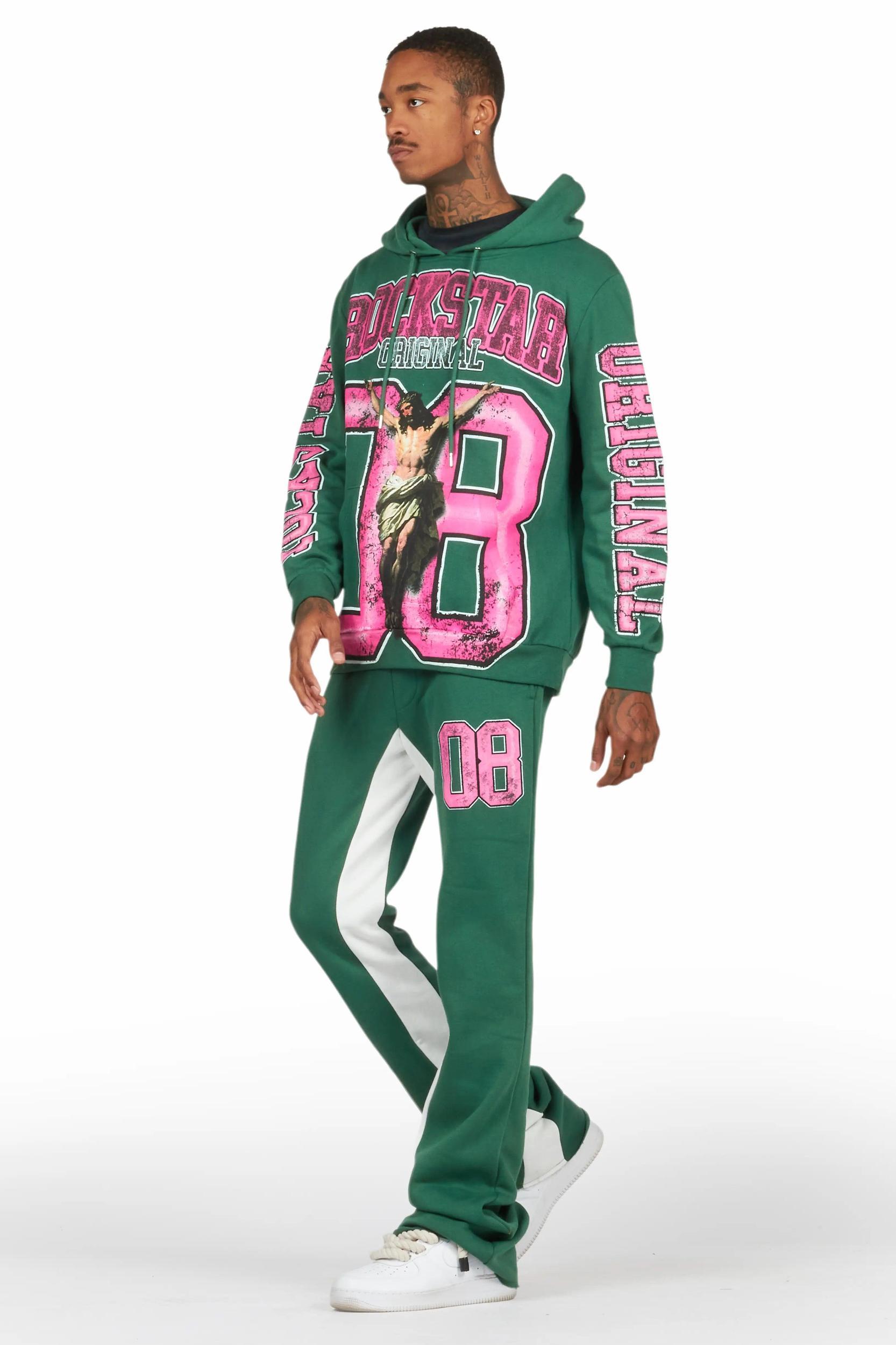 Fields Green Hoodie Baggy Track Pant Set Male Product Image