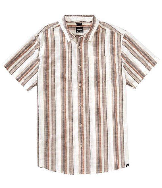 prAna Groveland Short Sleeve Vertical Stripe Woven Shirt Product Image