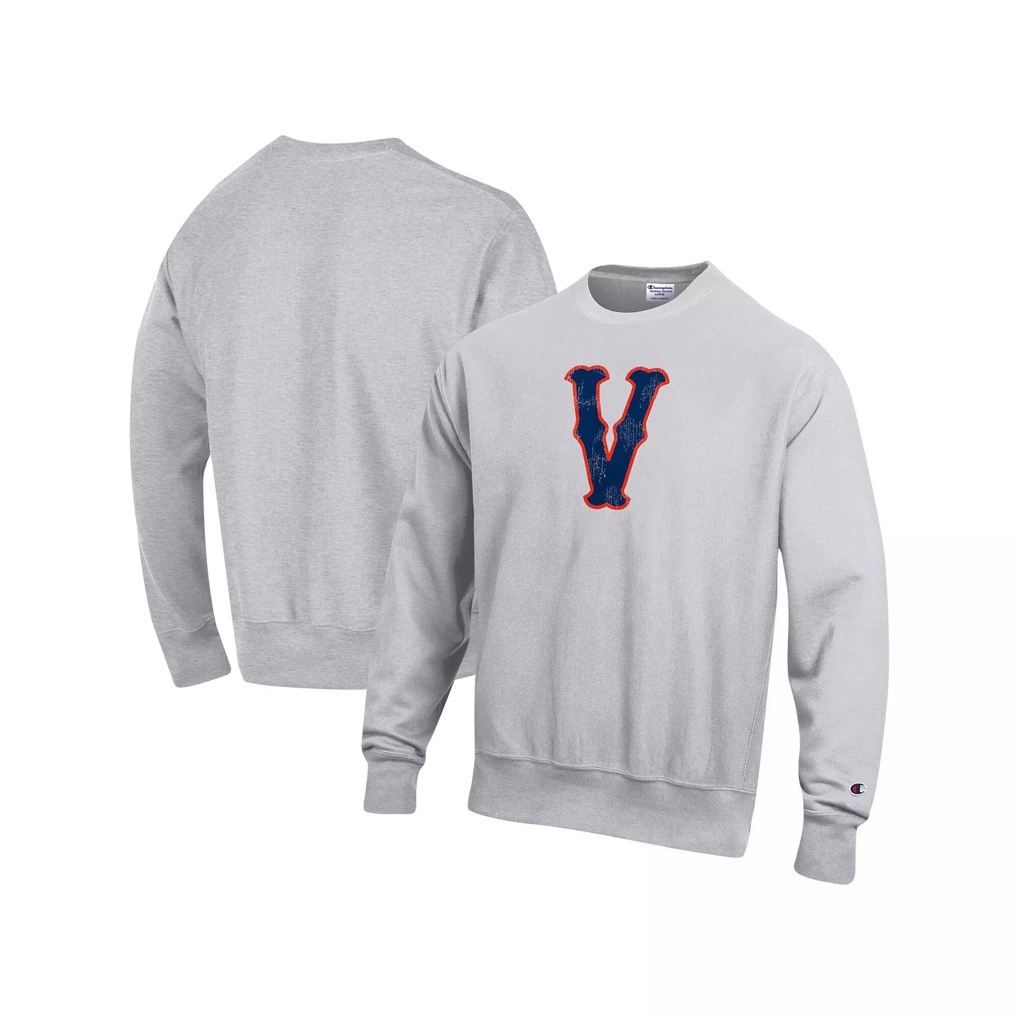 Men's Champion Heathered Gray Virginia Cavaliers Vault Logo Reverse Weave Pullover Sweatshirt, Size: Large, Grey Product Image