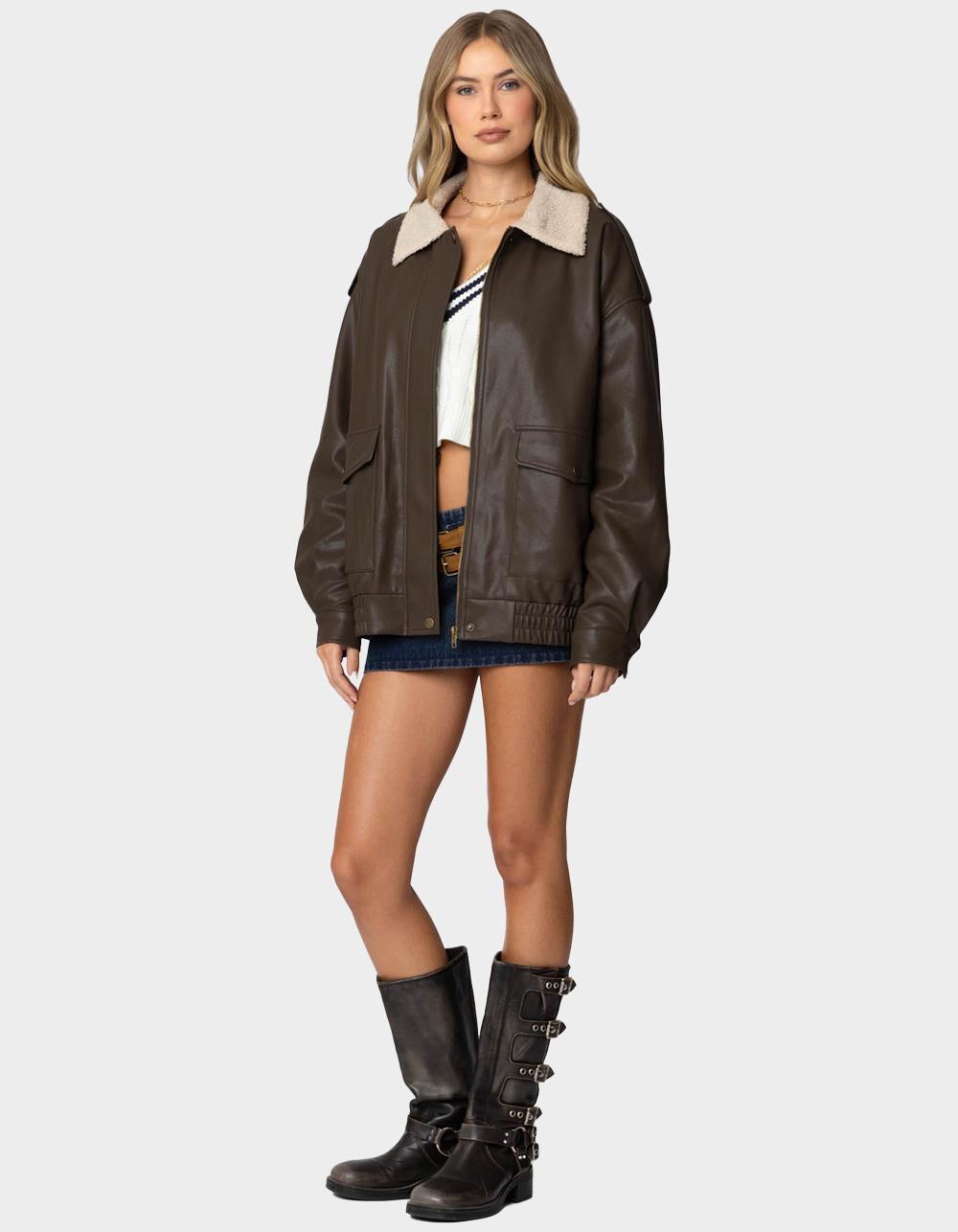 EDIKTED Ann Oversized Faux Leather Jacket Product Image