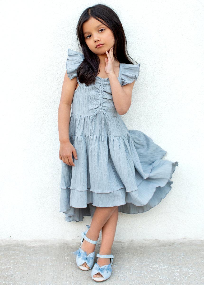 Mercedes Peep Toe Flats in Pale Blue Girls Product Image