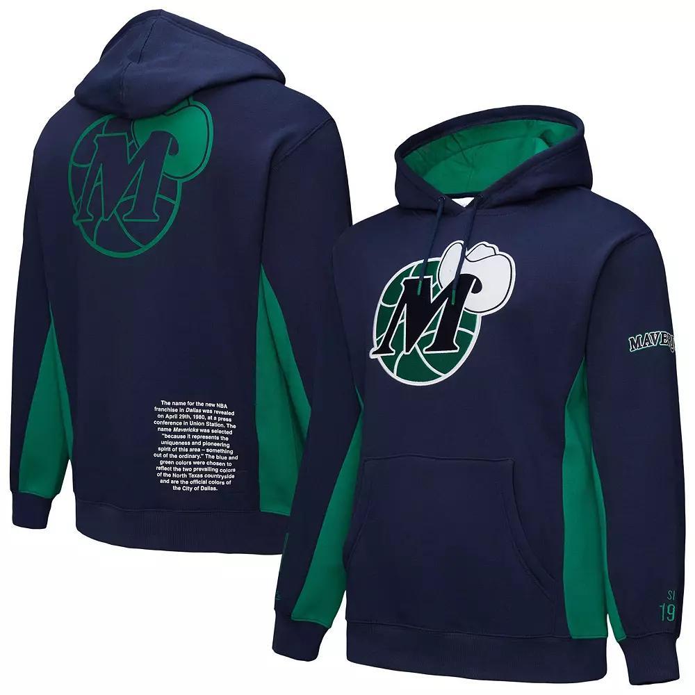 Men's Mitchell & Ness Navy Dallas Mavericks Hardwood Classics Team Origins Fleece Pullover Hoodie, Size: 3XL, Blue Product Image