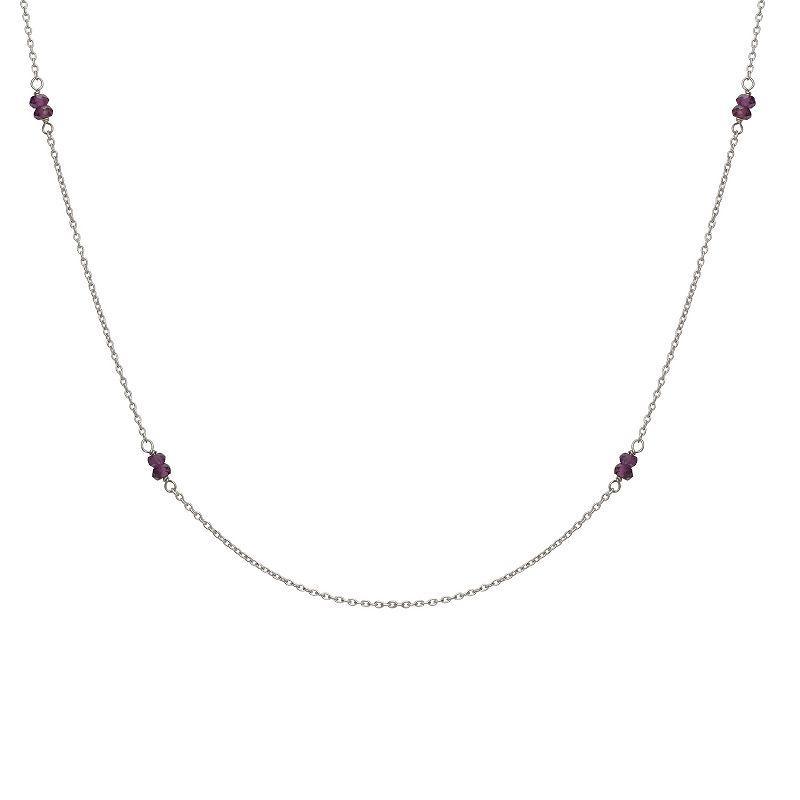 Gemistry Sterling Silver Gemstone Bead Station Necklace, Womens Black Spinel Product Image