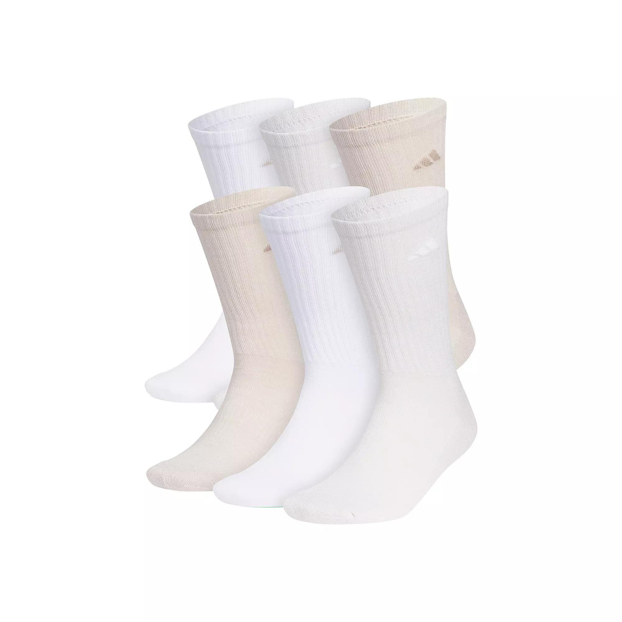 Men's adidas 6-pack Solid Color Athletic Cushioned Crew Socks, Size: 5-8, Wonder Beige Product Image
