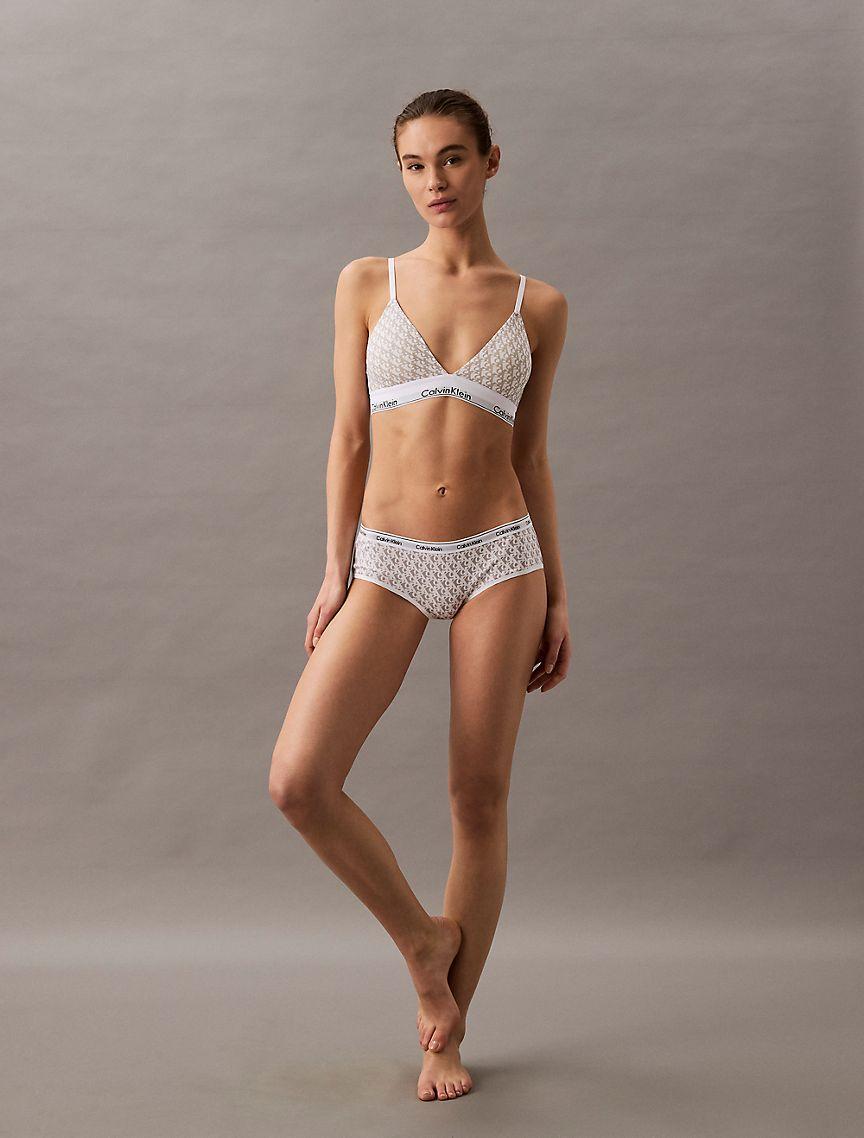 Calvin Klein Womens Icon Cotton Modal Lightly Lined Triangle Bralette - Orange Product Image