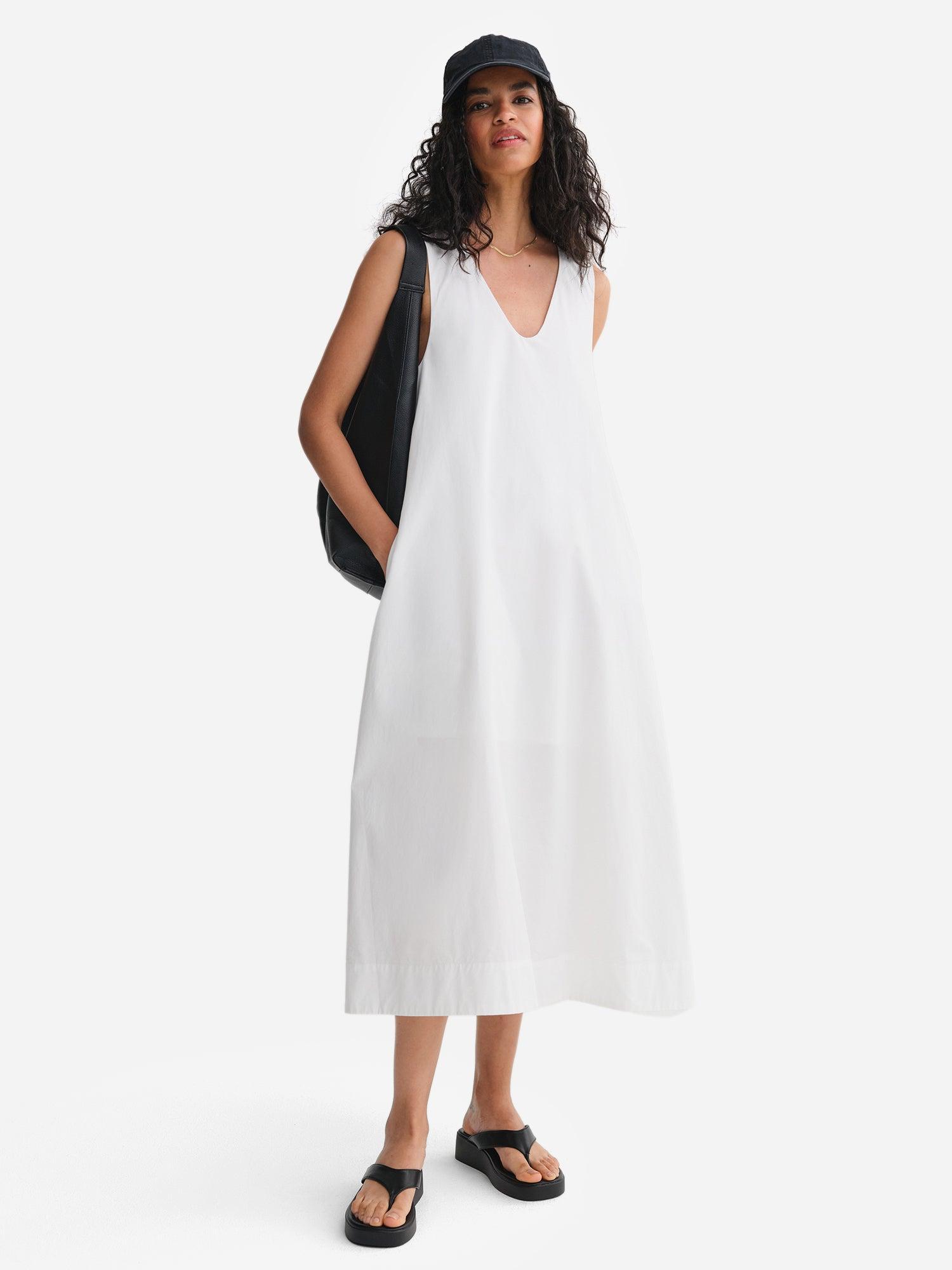Organic Poplin Tank Pleated Dress Female Product Image