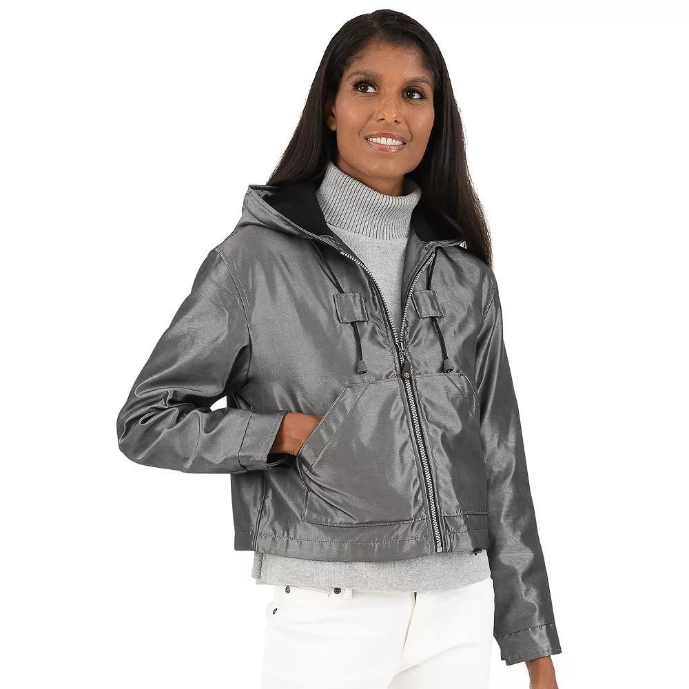 Womens Fleet Street Hooded Crop Jacket Gun Grey Product Image