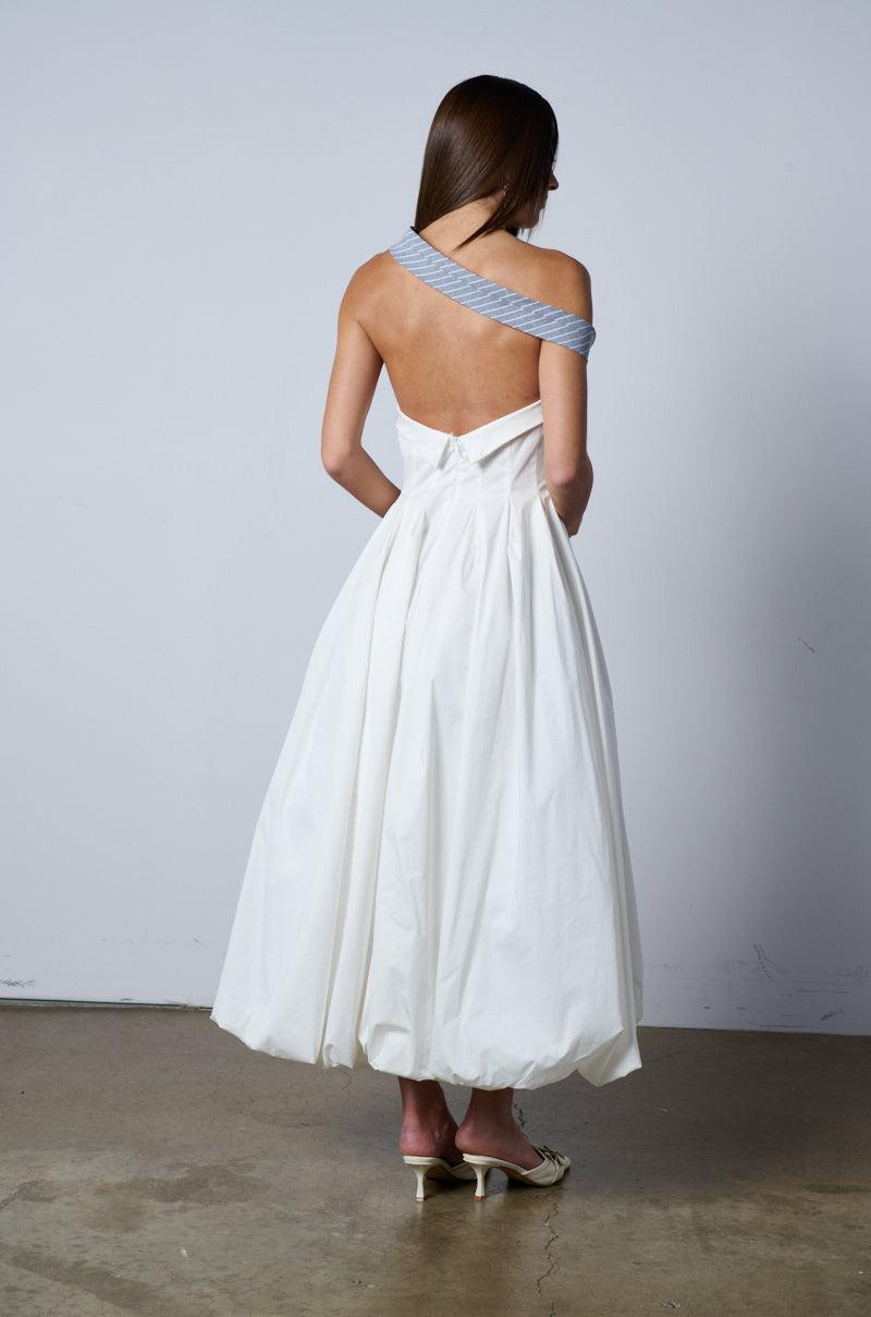 NOT YOUR BOYFRIENDS SHIRT POPLIN MIDI DRESS WITH TIE Product Image