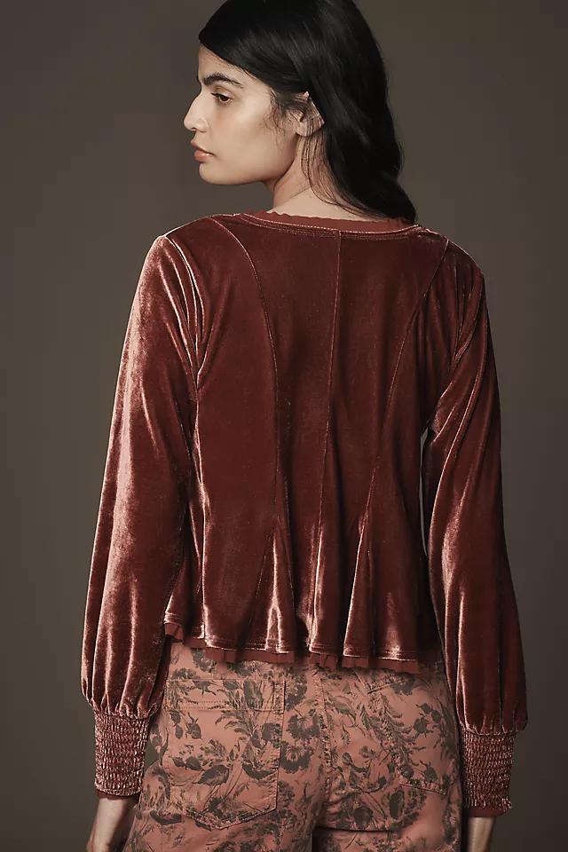 By Anthropologie Swing Velvet Peasant Top Product Image