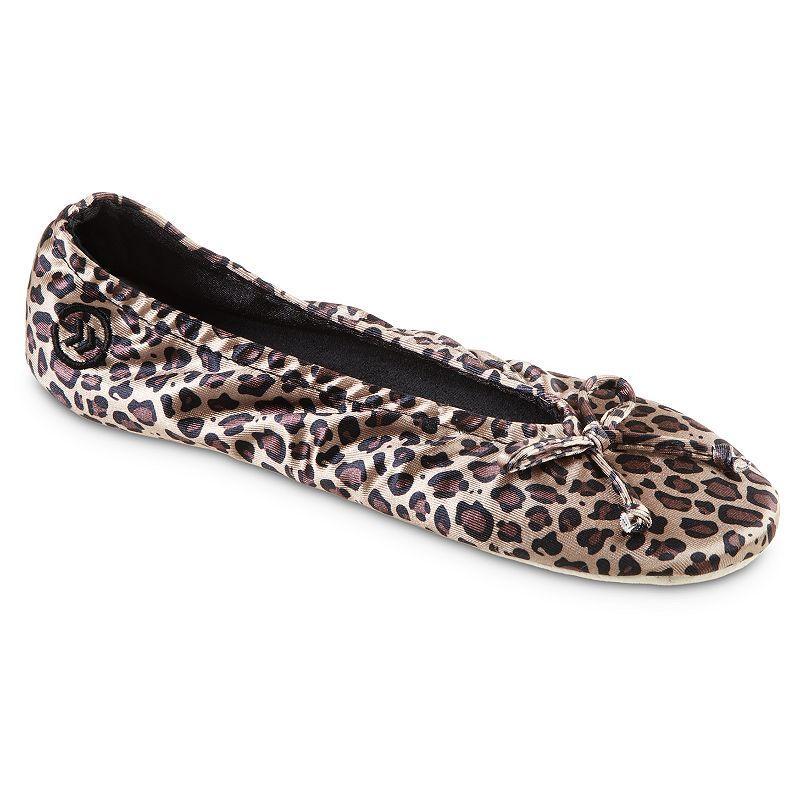 isotoner Satin Womens Ballerina Slippers Evening Brown Product Image