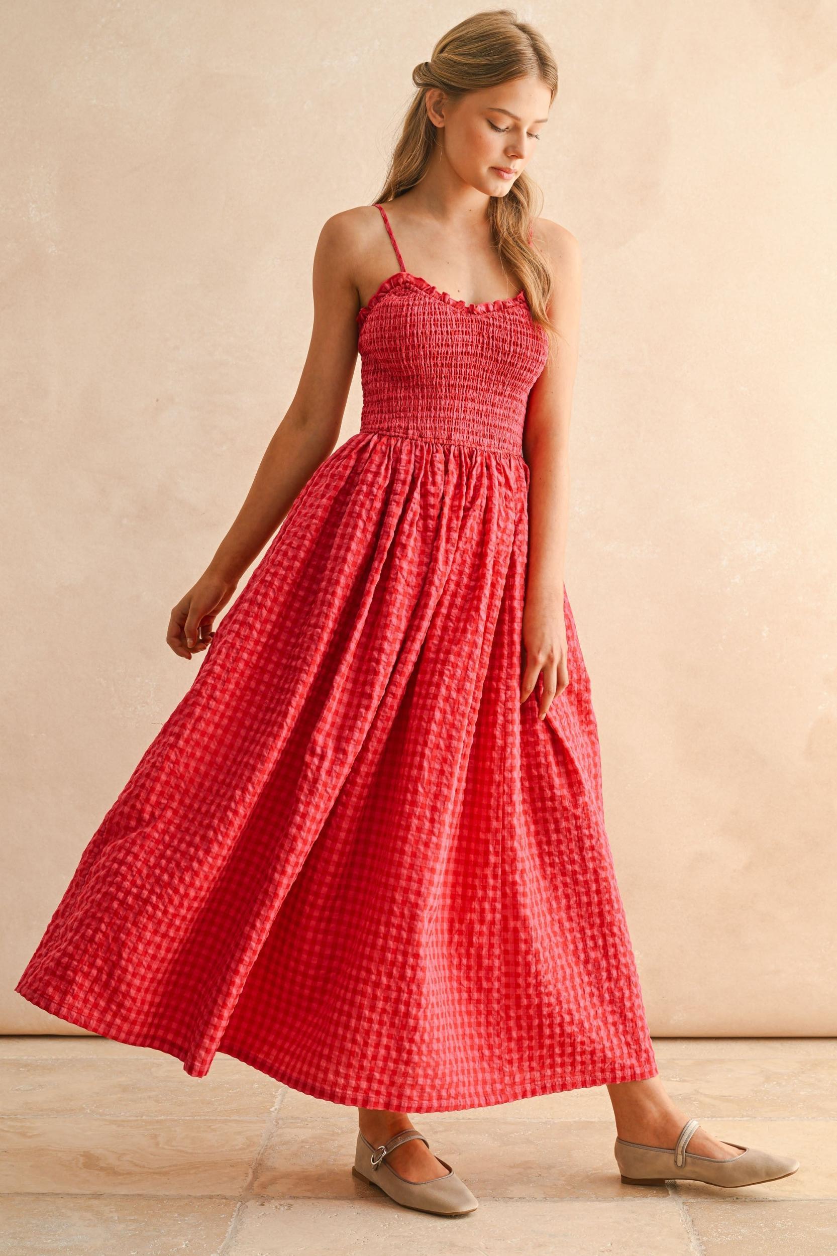 Gingham Smocked Maxi Dress Product Image