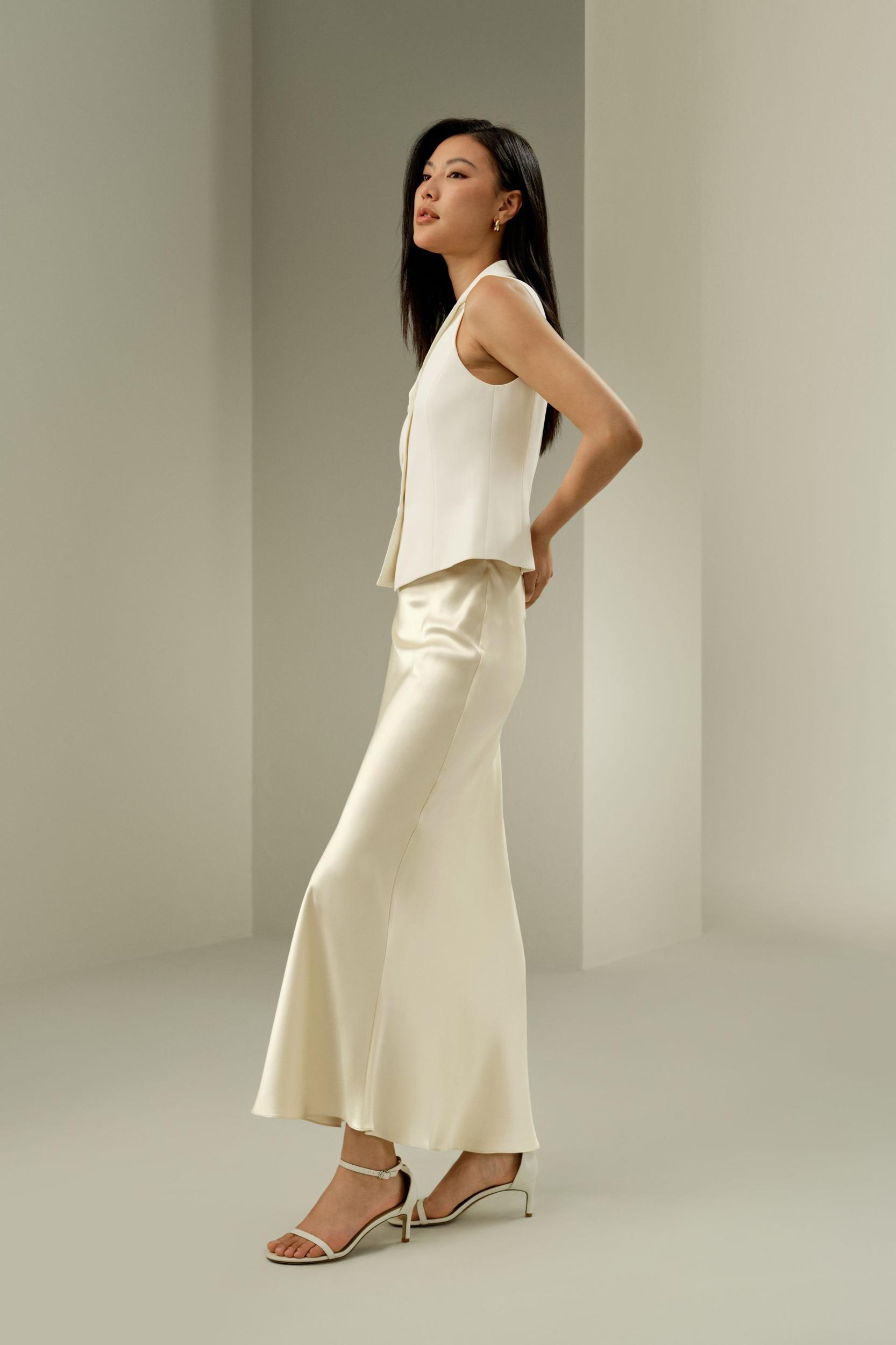 Silk Maxi Skirt with Flare Hem Product Image