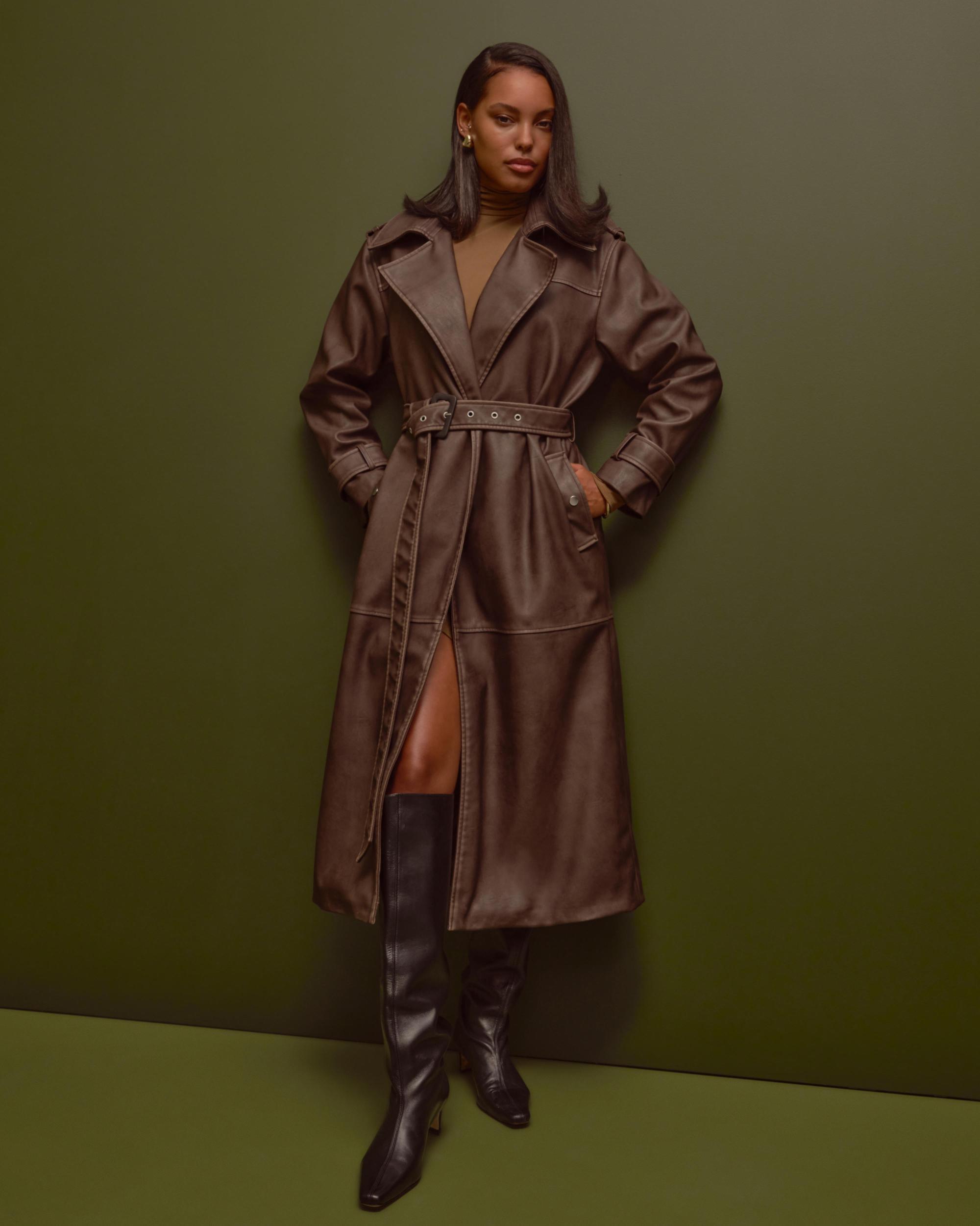 Vol. 28 Vegan Leather Trench Coat Product Image