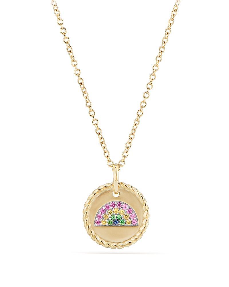 David Yurman Cable Collectibles Rainbow Necklace with Pink Sapphire, Yellow Sapphire & Tsavorite in 18K Gold Product Image