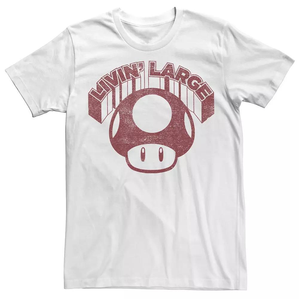 Men's Super Mario Mushroom Livin' Large Tee, Size: XS, Red Grey Product Image