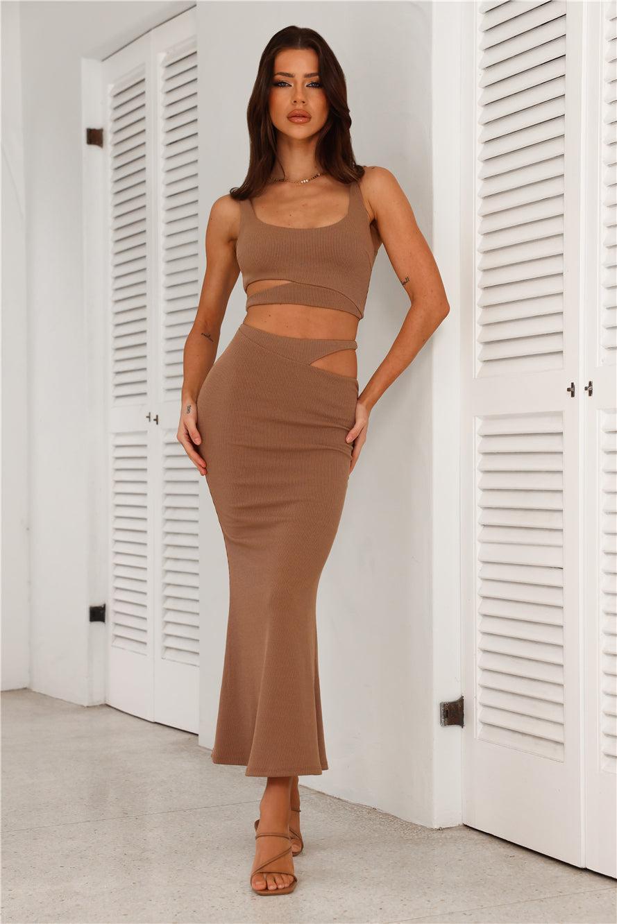 Where Did You Go Ribbed Crop Top Chocolate Product Image