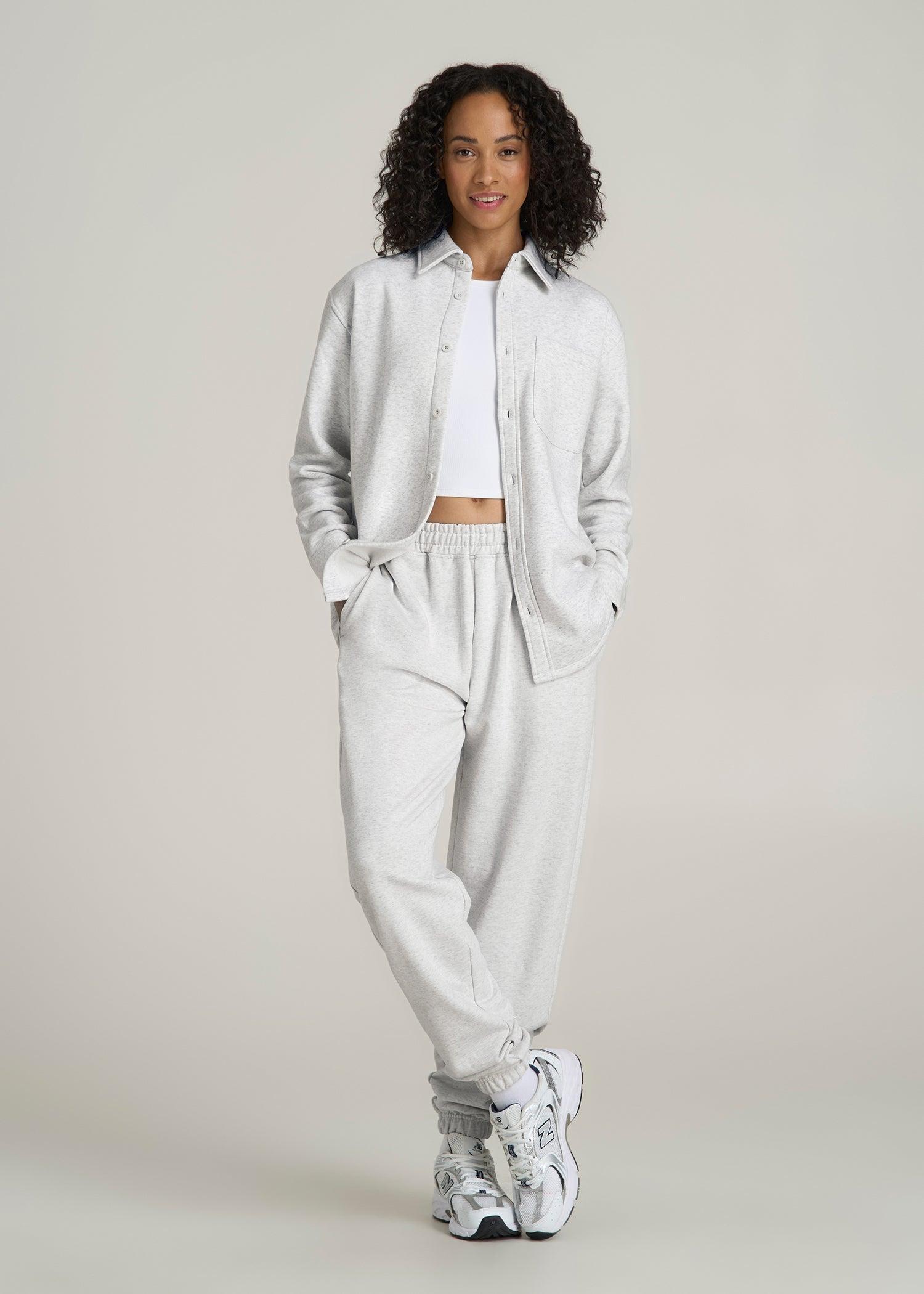 Wearever 2.0 Fleece Women's Tall Shacket in Heather Cloud White Product Image