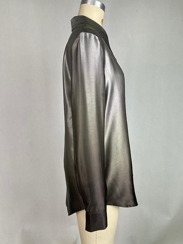 Long Sleeves Buttoned Gradient Lapel Blouses&Shirts Tops Product Image
