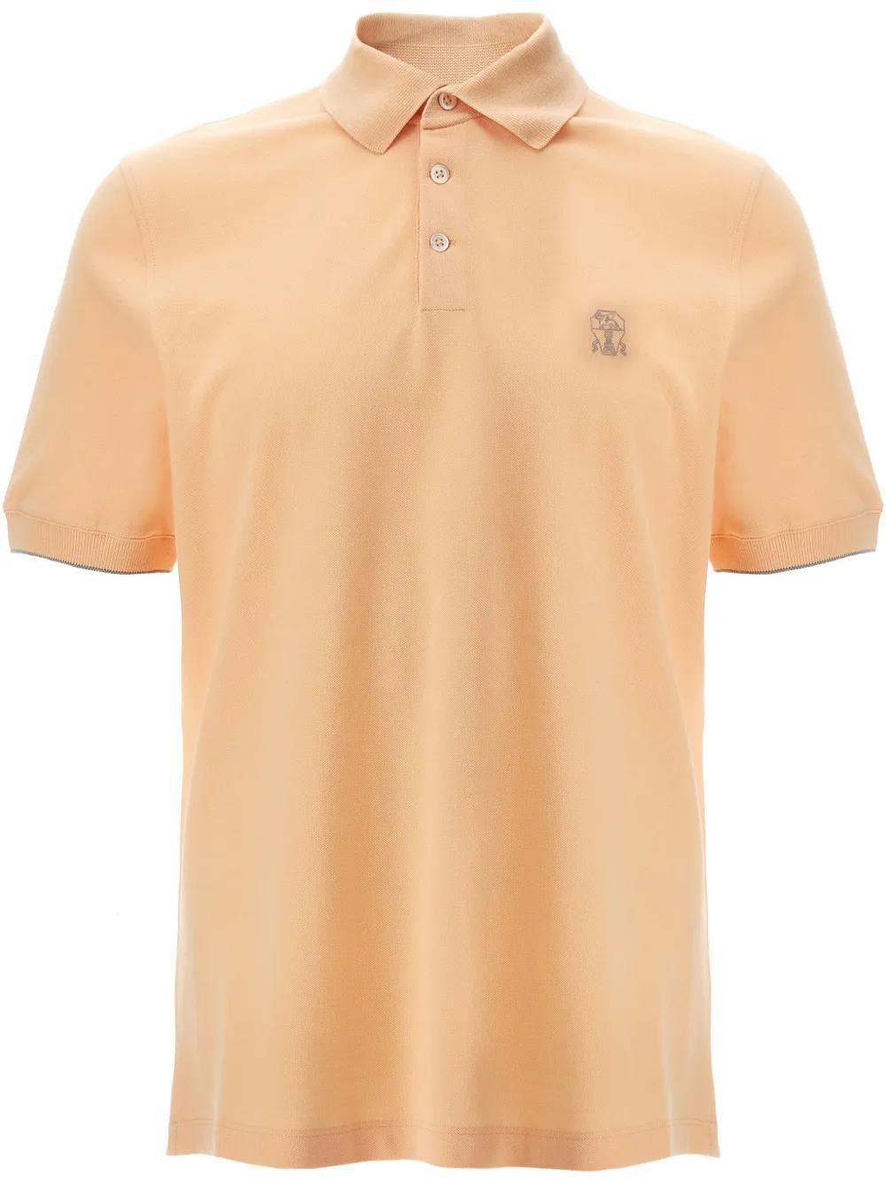 BRUNELLO CUCINELLI Logo-embroidery Piqué Polo Shirt In Orange Product Image