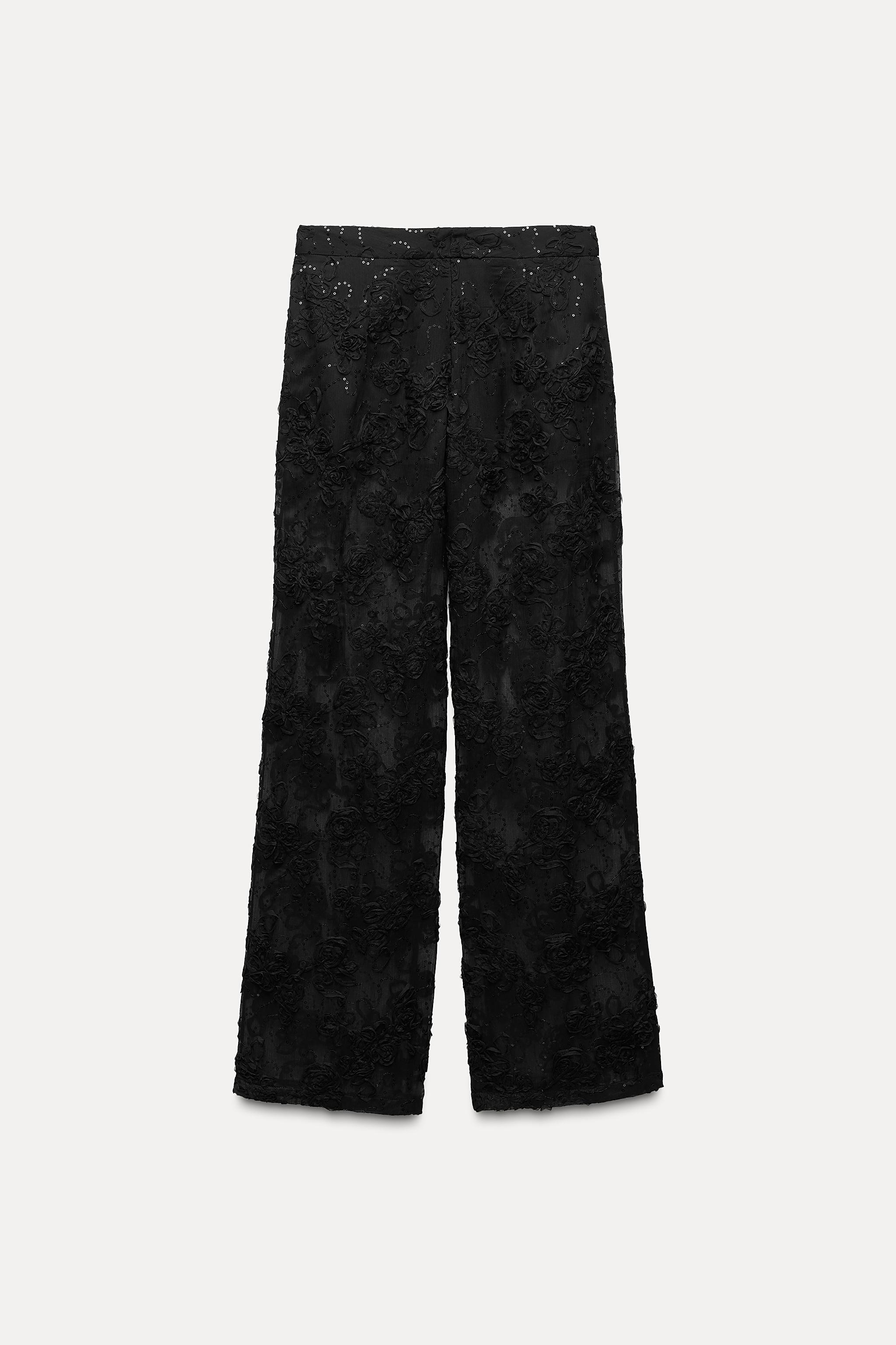 STRUCTURED SEQUINS SEMI-SHEER PANTS Product Image