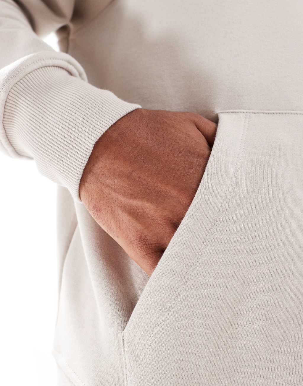 ASOS DESIGN premium heavyweight oversized hoodie in light gray beige Product Image