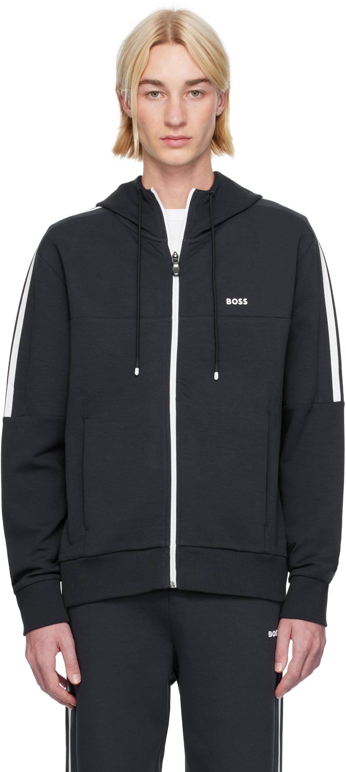 HUGO BOSS Men's Saggynos Full Zip Hoodie Sweatshirt, Navy In Blue Product Image