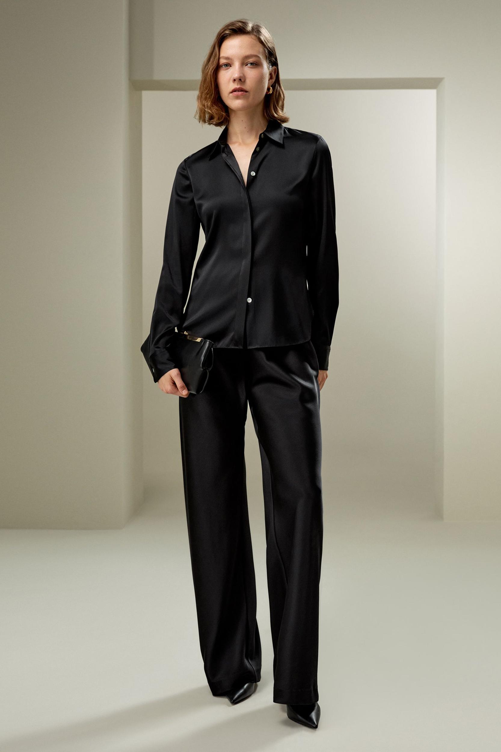 Elegant Silhouette Silk Shirt Product Image
