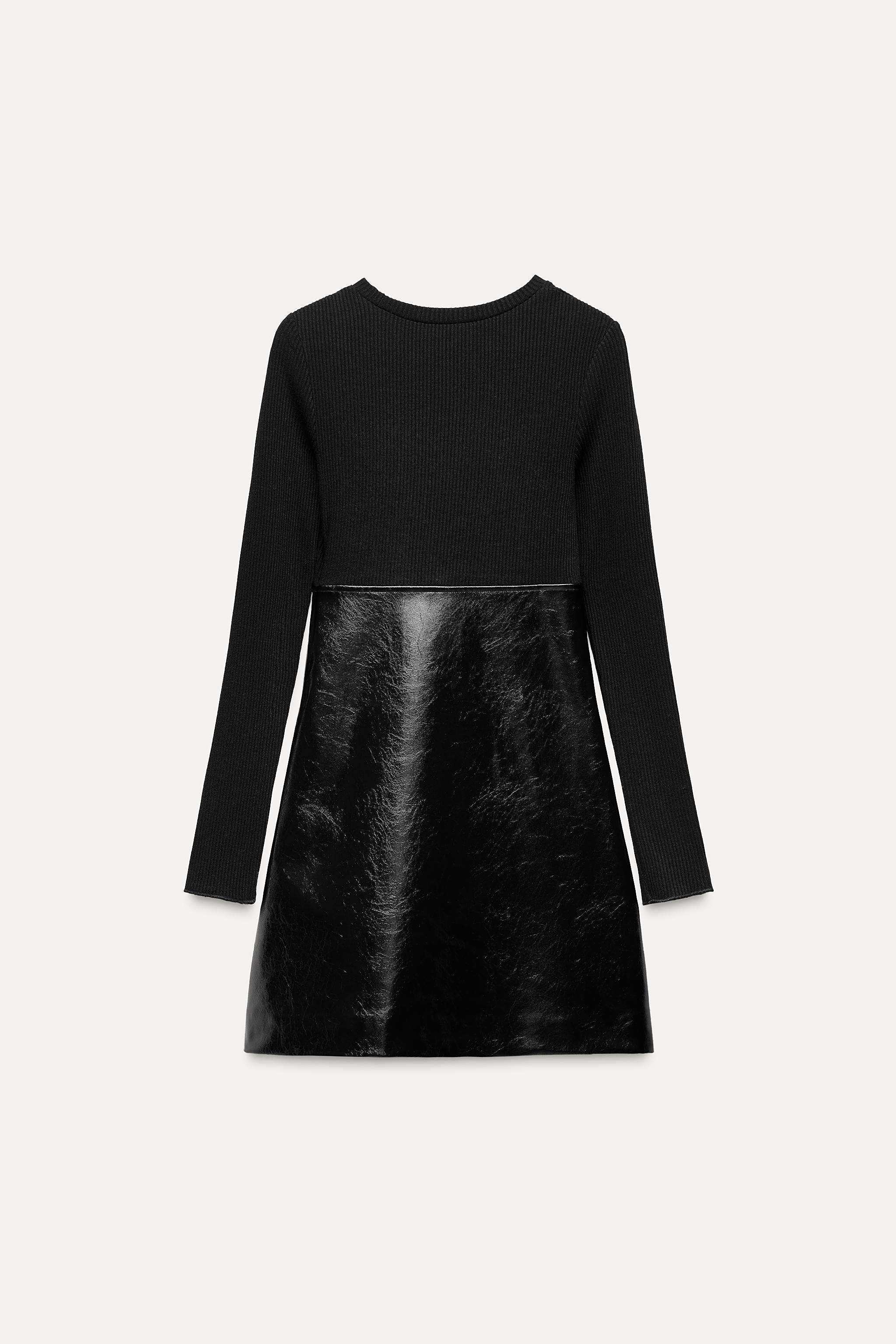 DRESS WITH FAUX LEATHER POCKETS Product Image