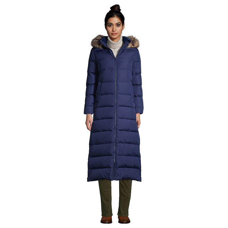 Womens Lands End Faux-Fur Hood Quilted Long Down Winter Coat Product Image