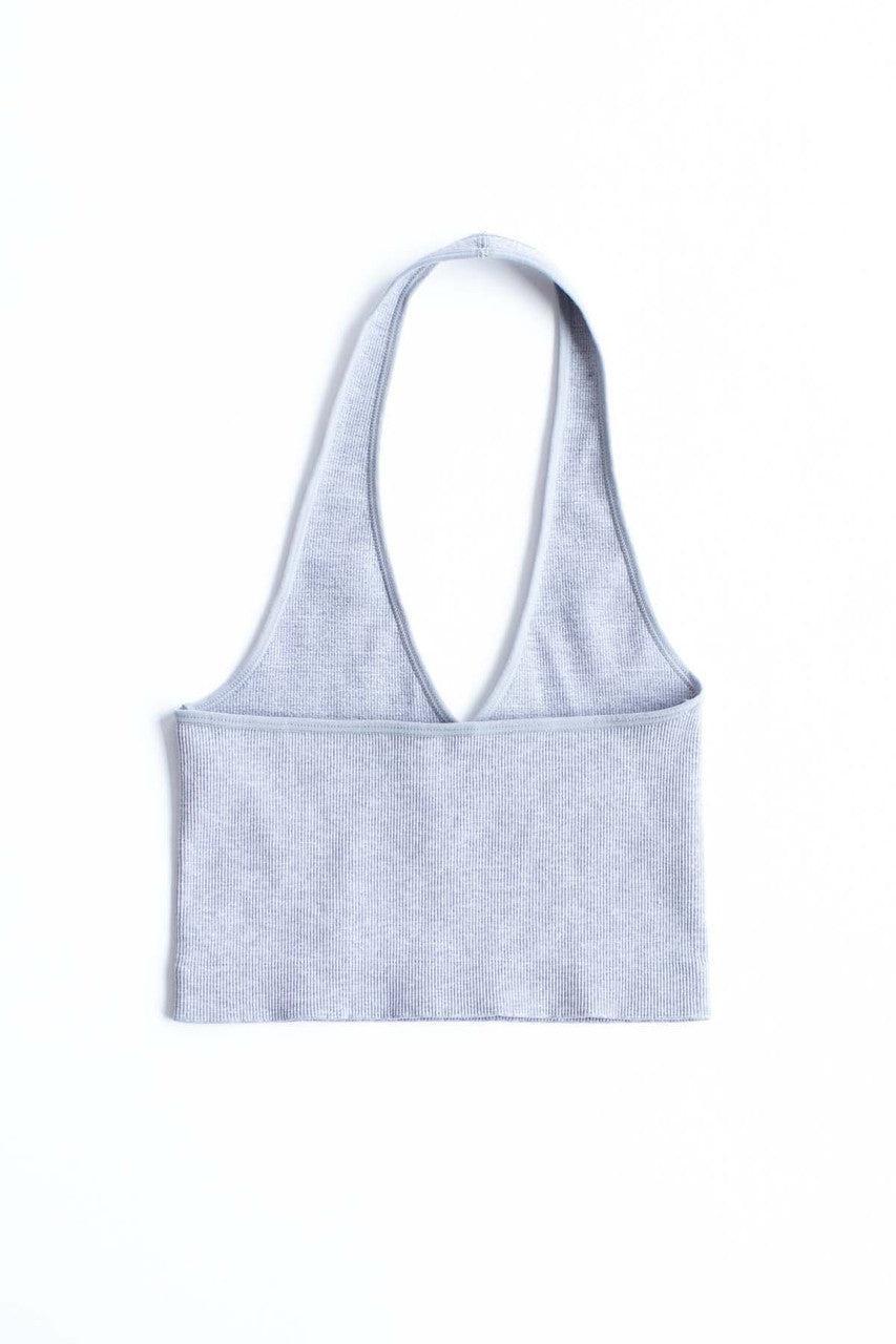 Heather Grey Seamless Deep V Halter Neck Product Image
