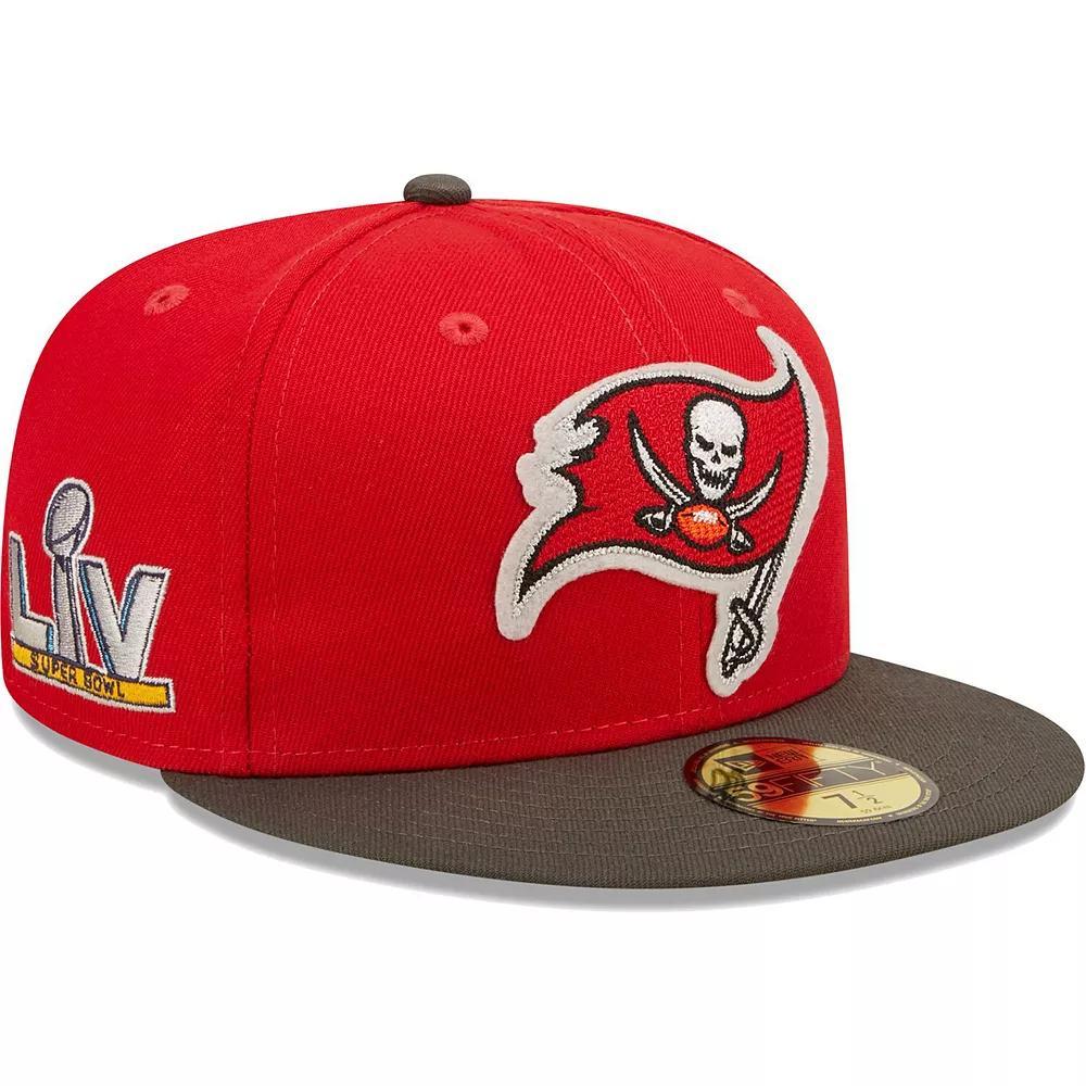 Men's New Era Red/Pewter Tampa Bay Buccaneers Super Bowl LV Letterman 59FIFTY Fitted Hat, Size: 7 5/8 Product Image