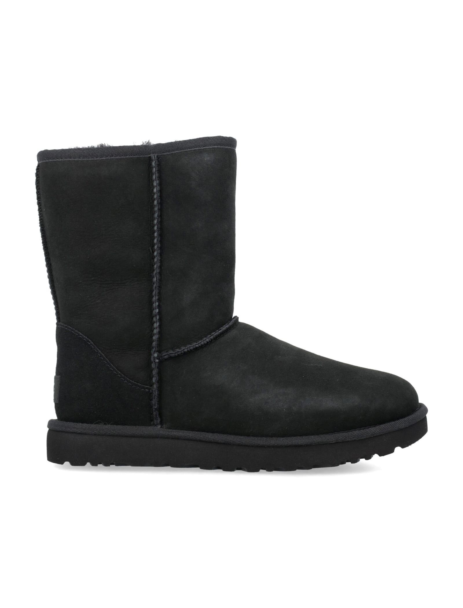 UGG Classic Short Leather Water Resistant Boot In Black Product Image