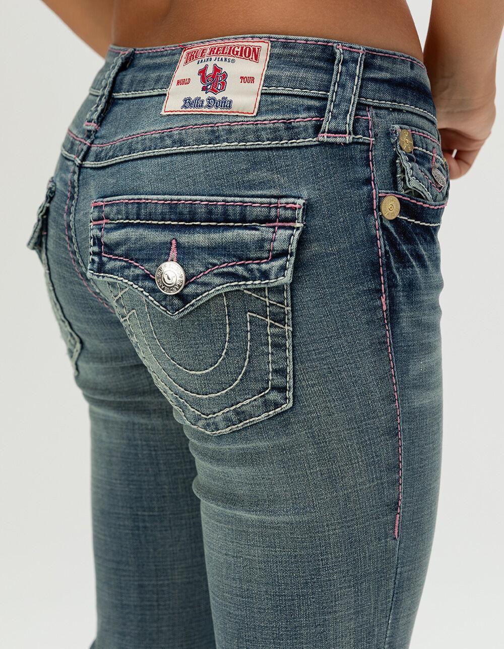 TRUE RELIGION x Bella Doña Joey Low Rise Big T Womens Flare Jeans - MEDIUM WASH Product Image
