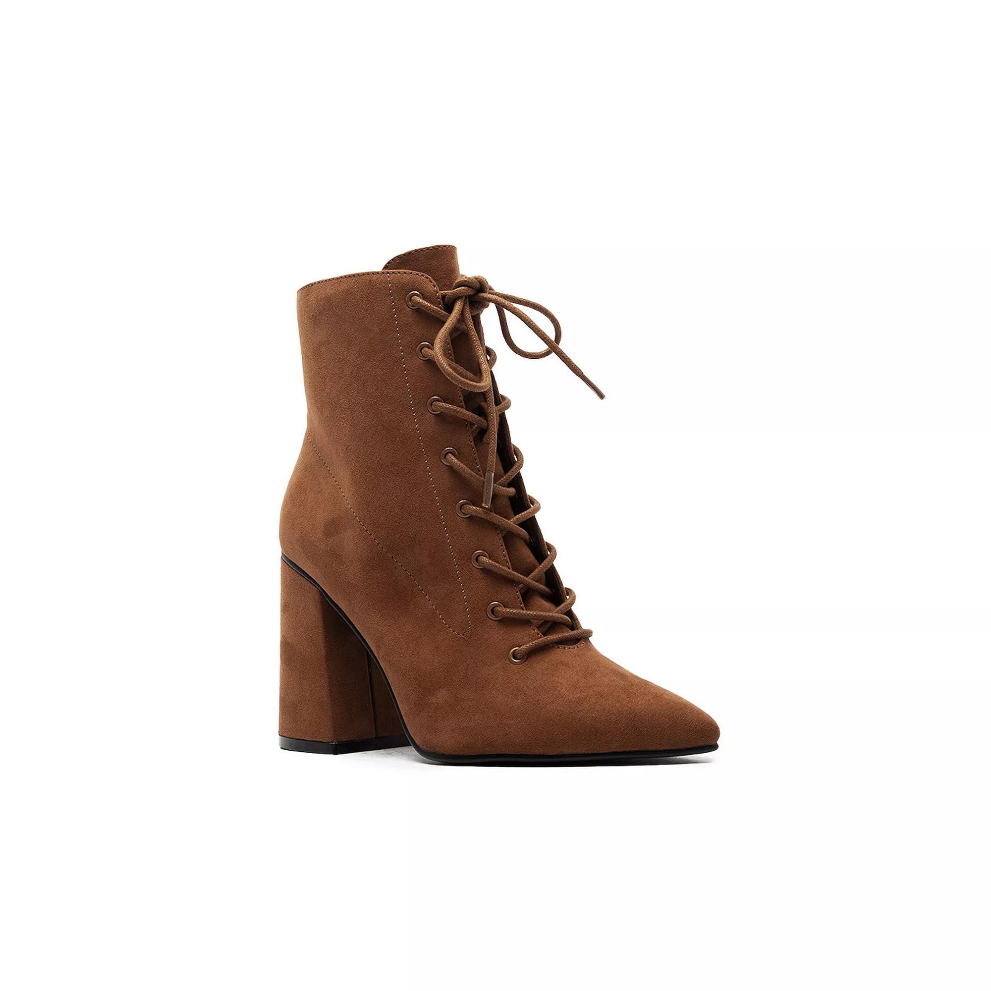 Women's Qupid Maelie-05 Lace-Up Booties, Size: 8, Brown Product Image