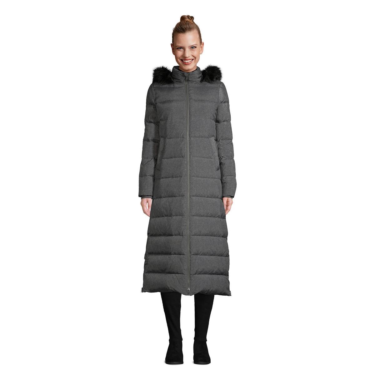 Womens Lands End Faux-Fur Hood Quilted Long Down Winter Coat Product Image