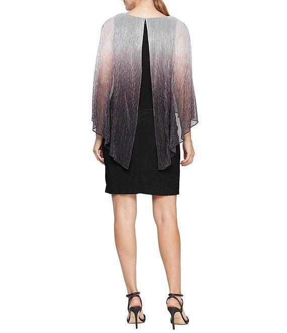 Ignite Evenings Round Neck 3/4 Sleeve Shimmery Ombre Bodre Popover Dress Product Image