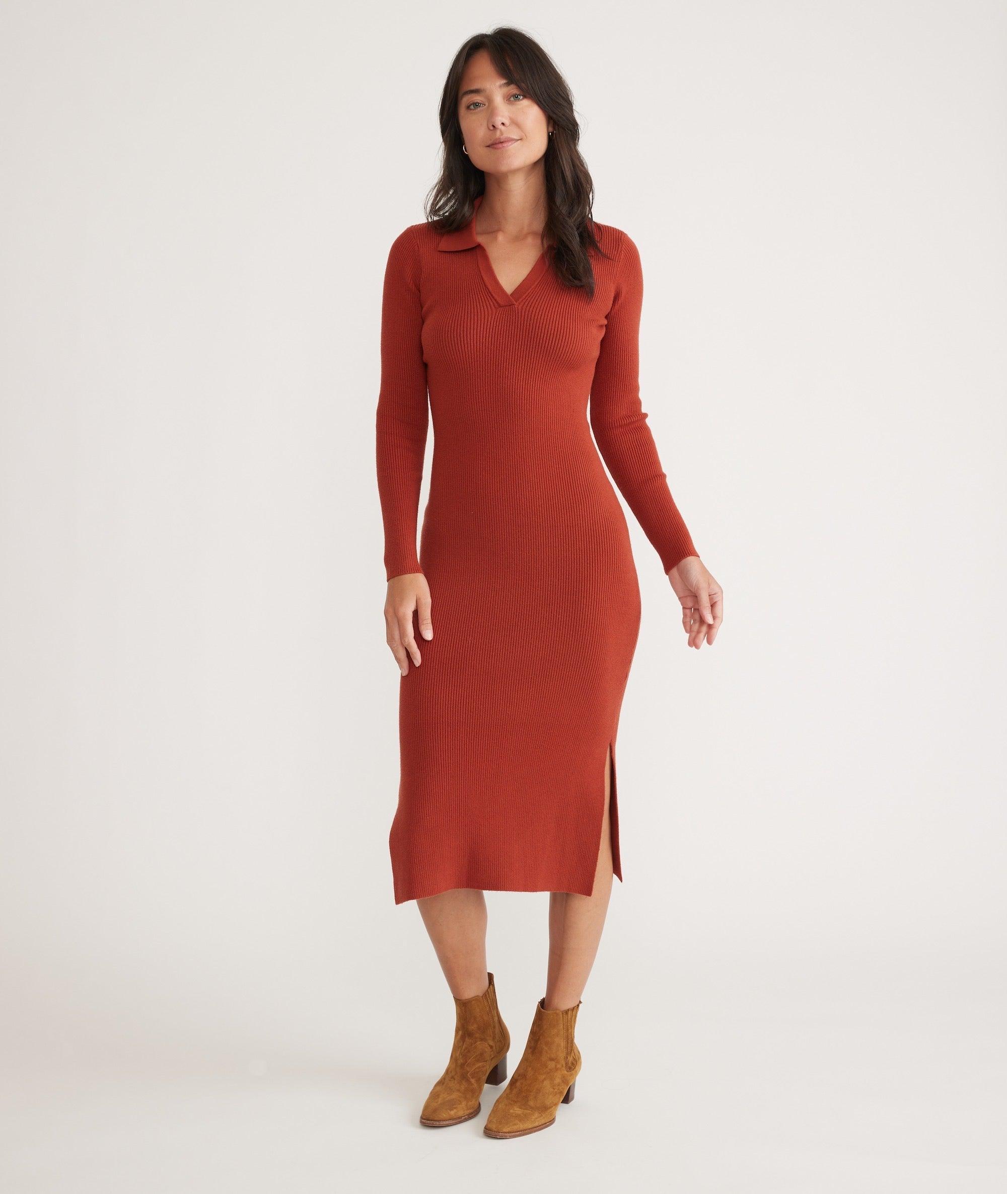 Lexi Rib Long Sleeve Sweater Polo Dress Product Image