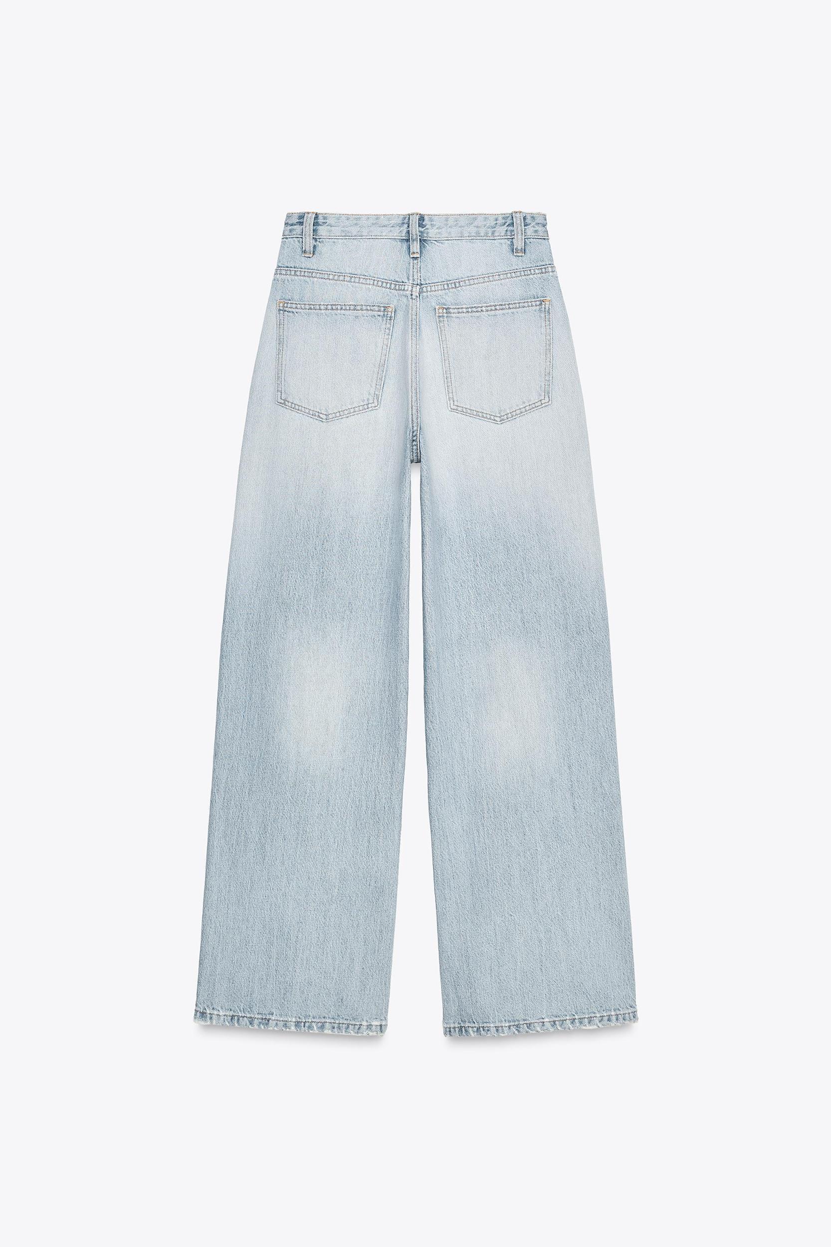 TRF HIGH WAIST CROSSOVER WAIST WIDE LEG JEANS Product Image