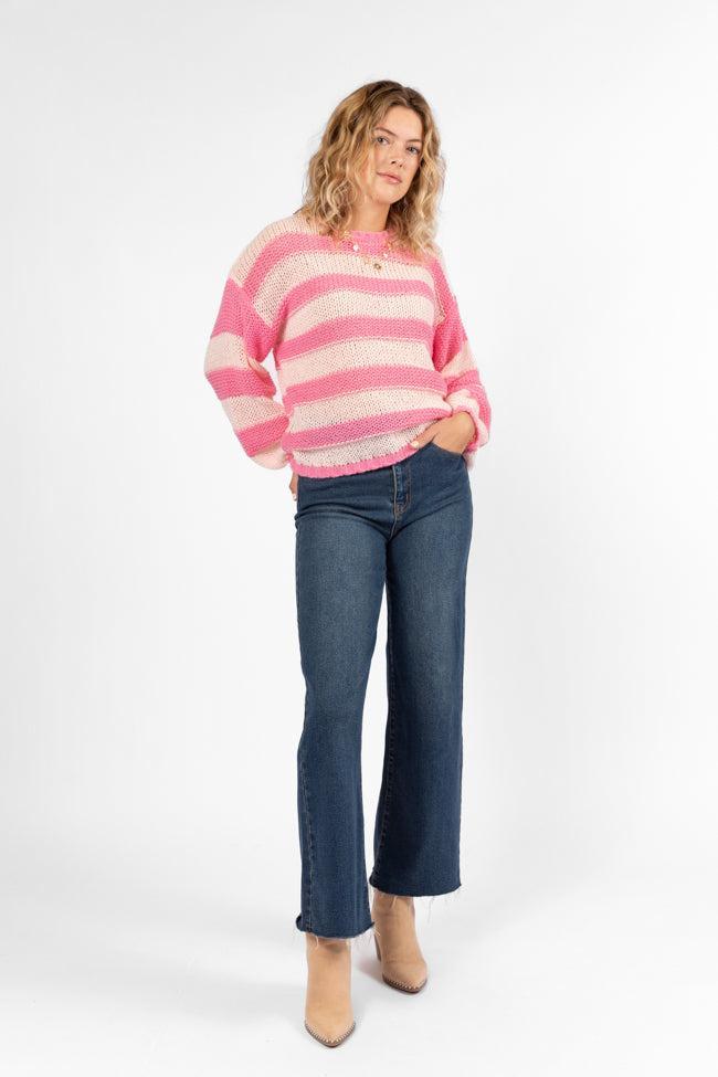 I Always Believe Pink Textured Stripe Sweater FINAL SALE Product Image