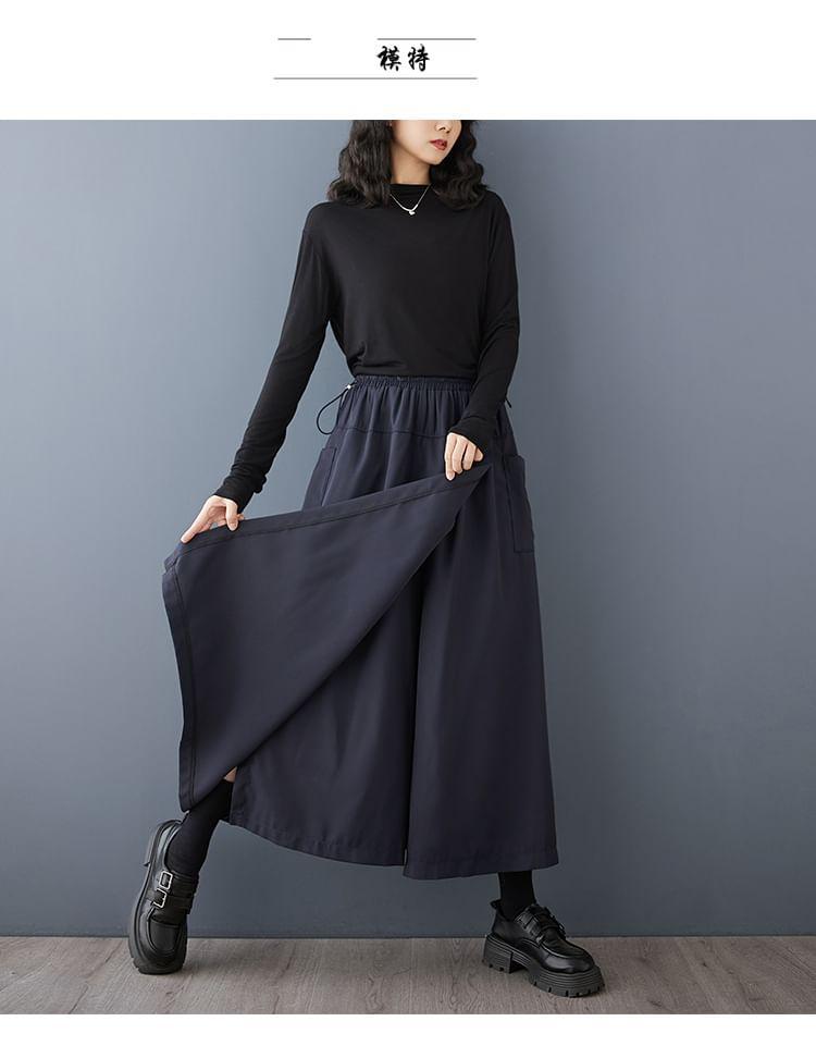 High Waist Plain Wide Leg Pants Product Image