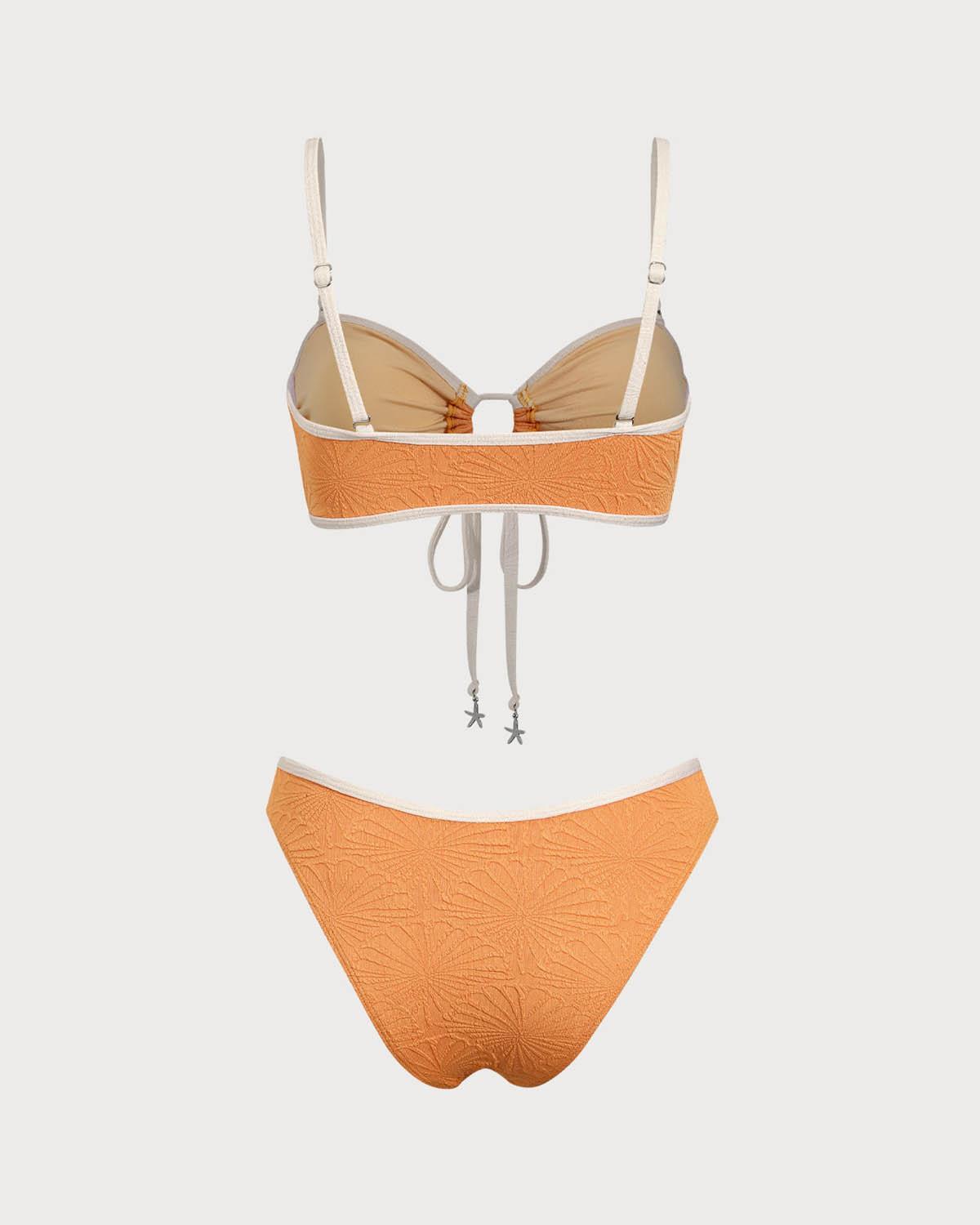Orange Contrast Cutout Bikini Set Product Image