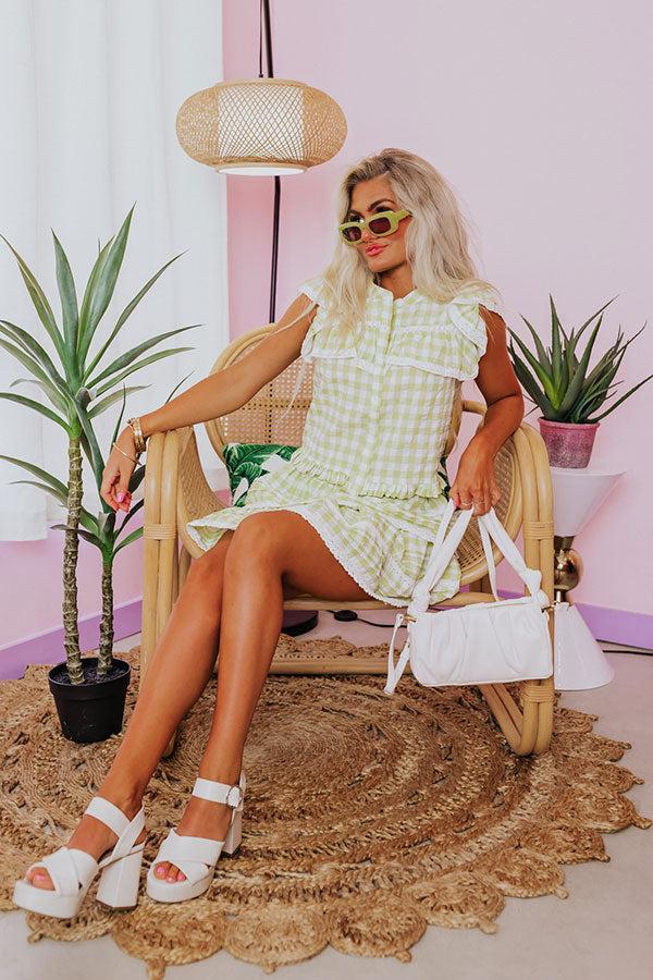 Downright Delightful Gingham Top In Lime Product Image