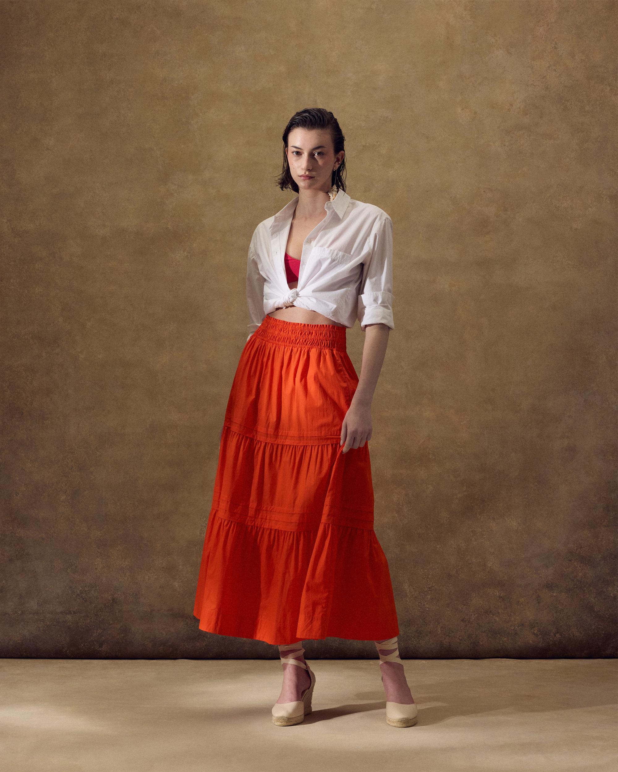 Quince | Women's Poplin Tiered Maxi Skirt Size XS, Organic Cotton Product Image