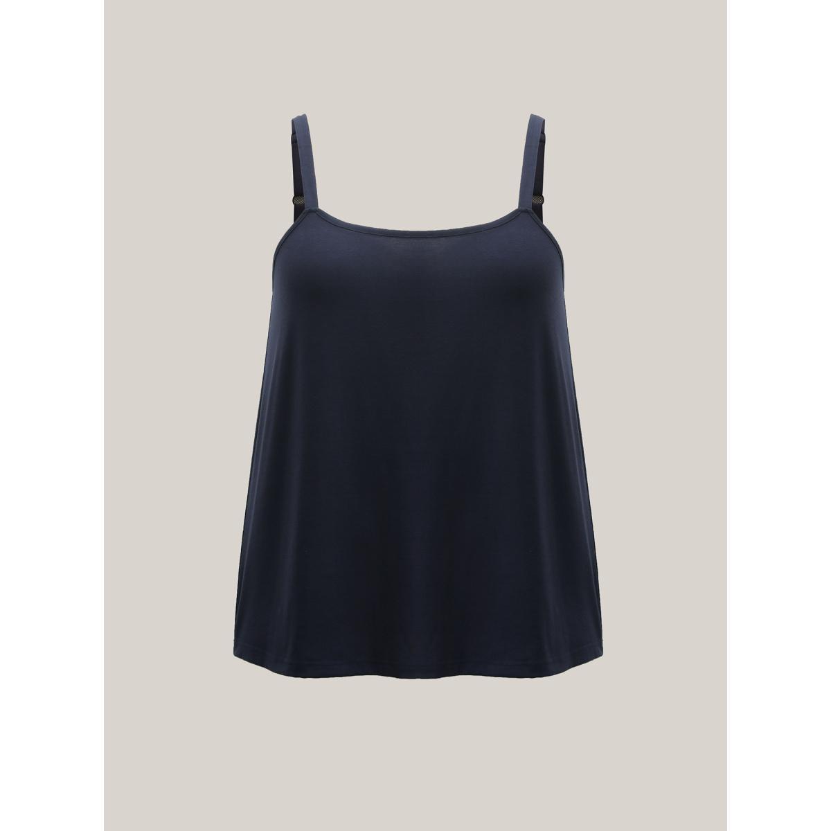 Plus Size Two-Piece Romantic Sheer Lace Lined T-Shirt Indigo Women See through Round Neck Everyday-Elegant T-shirts BloomChic 10/M Product Image