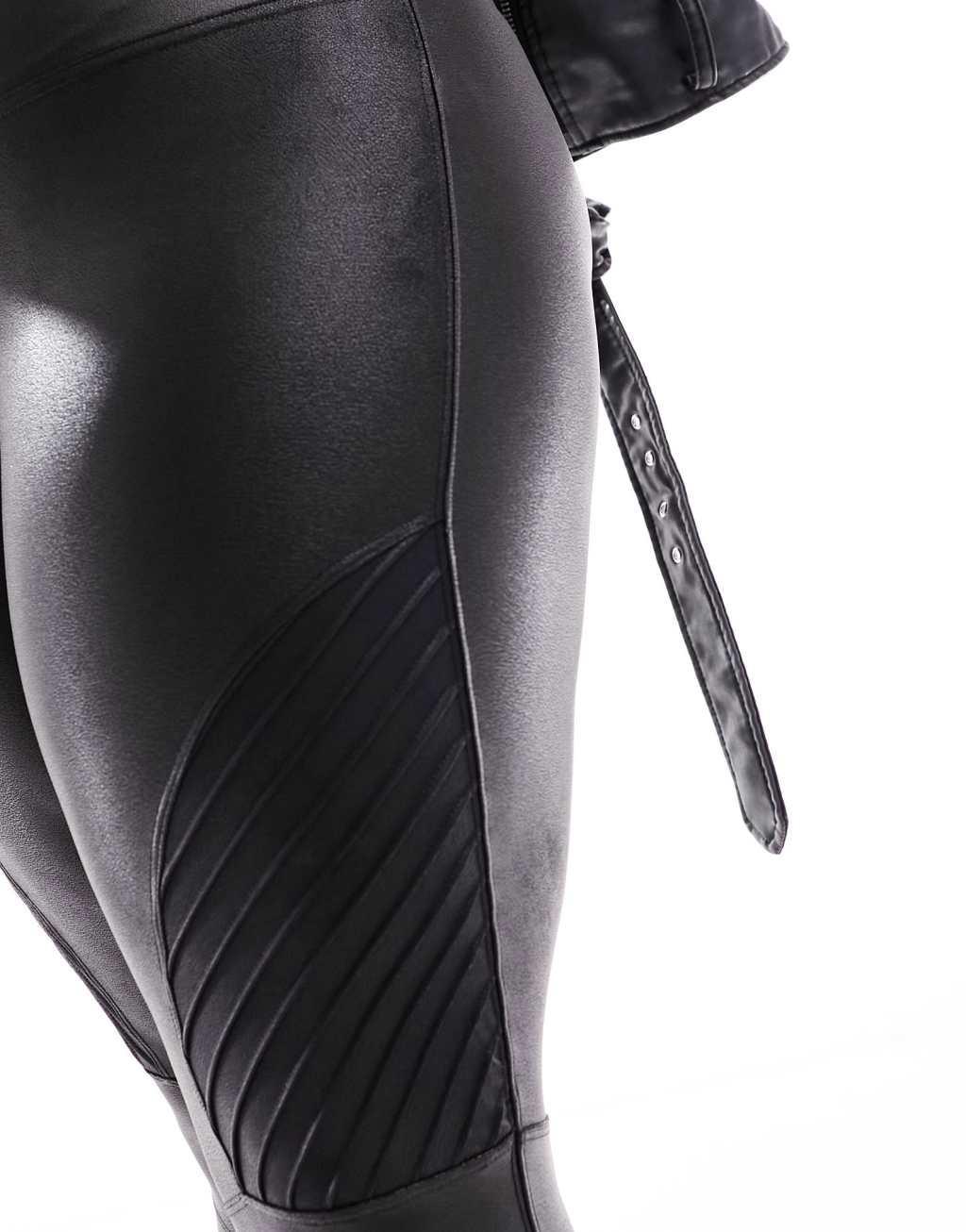 Spanx Plus faux leather biker leggings in black Product Image