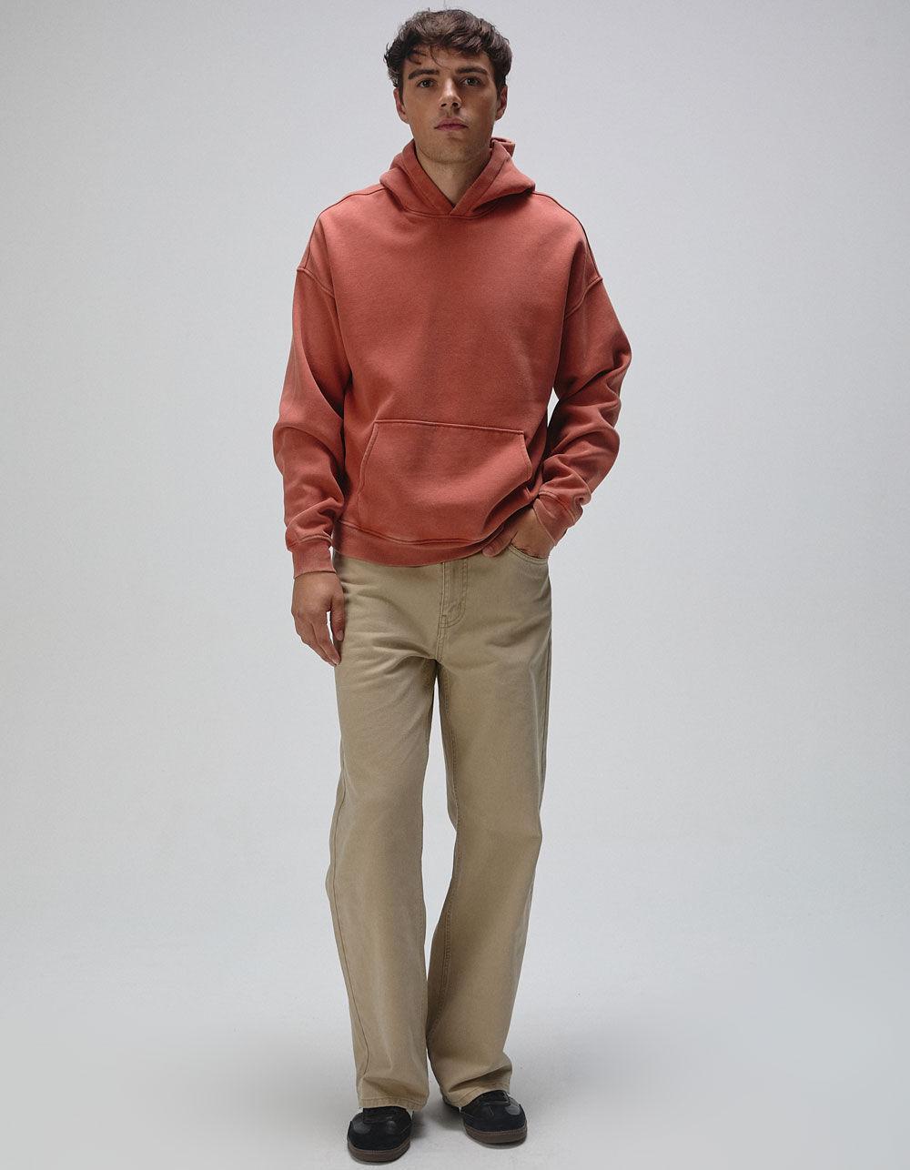 RSQ Mens Washed Oversized Hoodie - RUST Product Image